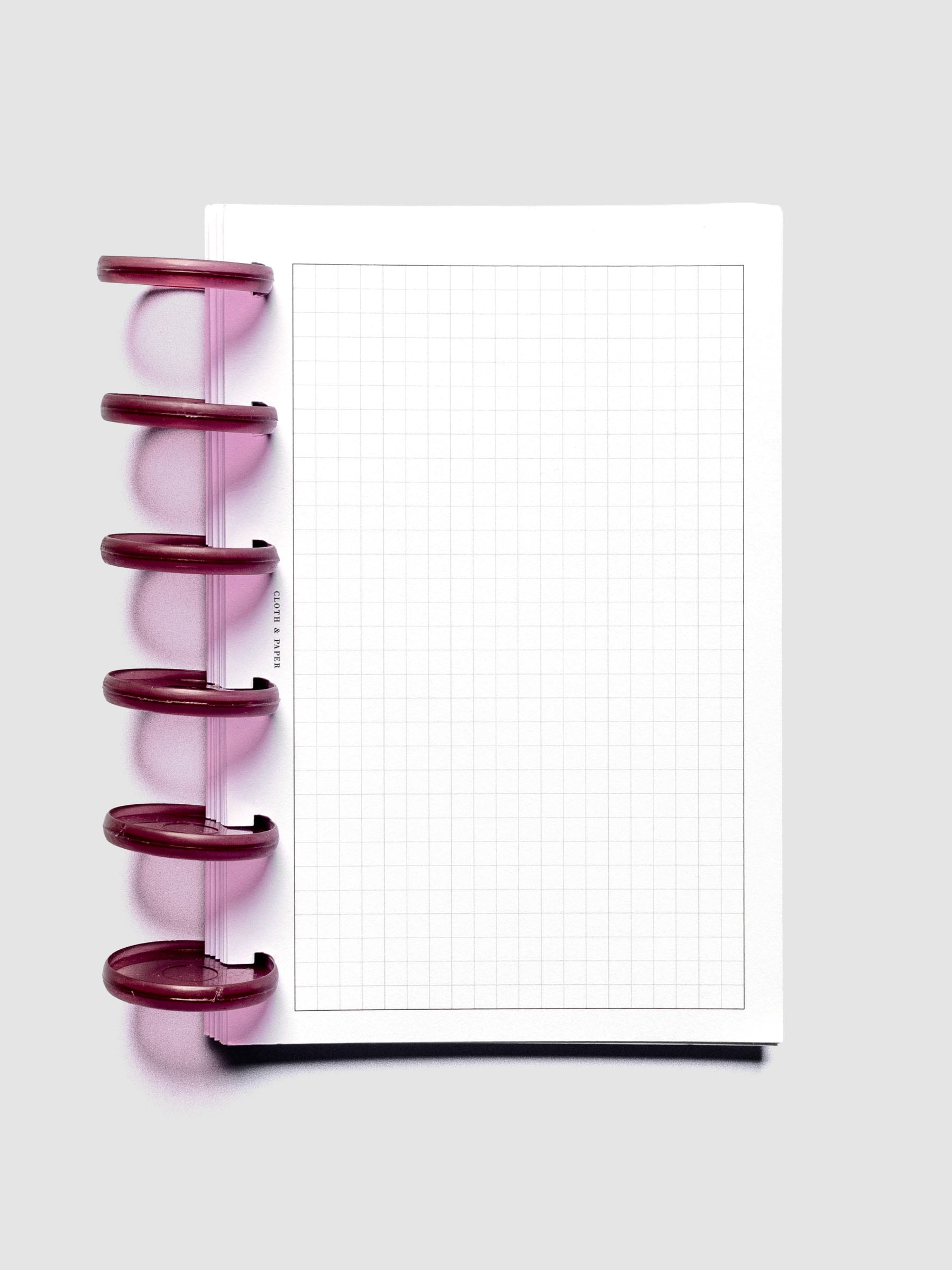 Planner Inserts in size CP Petite fitted onto Transparent Planner Discs | Bordeaux in size 1.25 in.