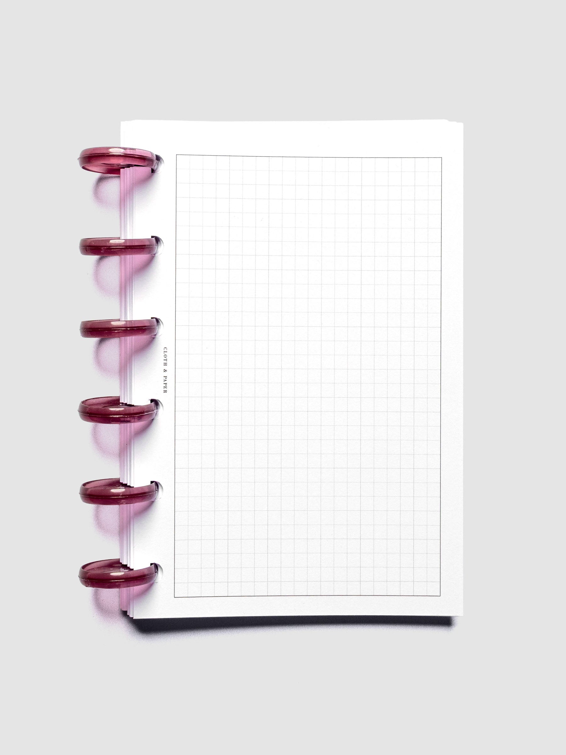 Planner Inserts in size CP Petite fitted onto Transparent Planner Discs | Bordeaux in size 1 in.
