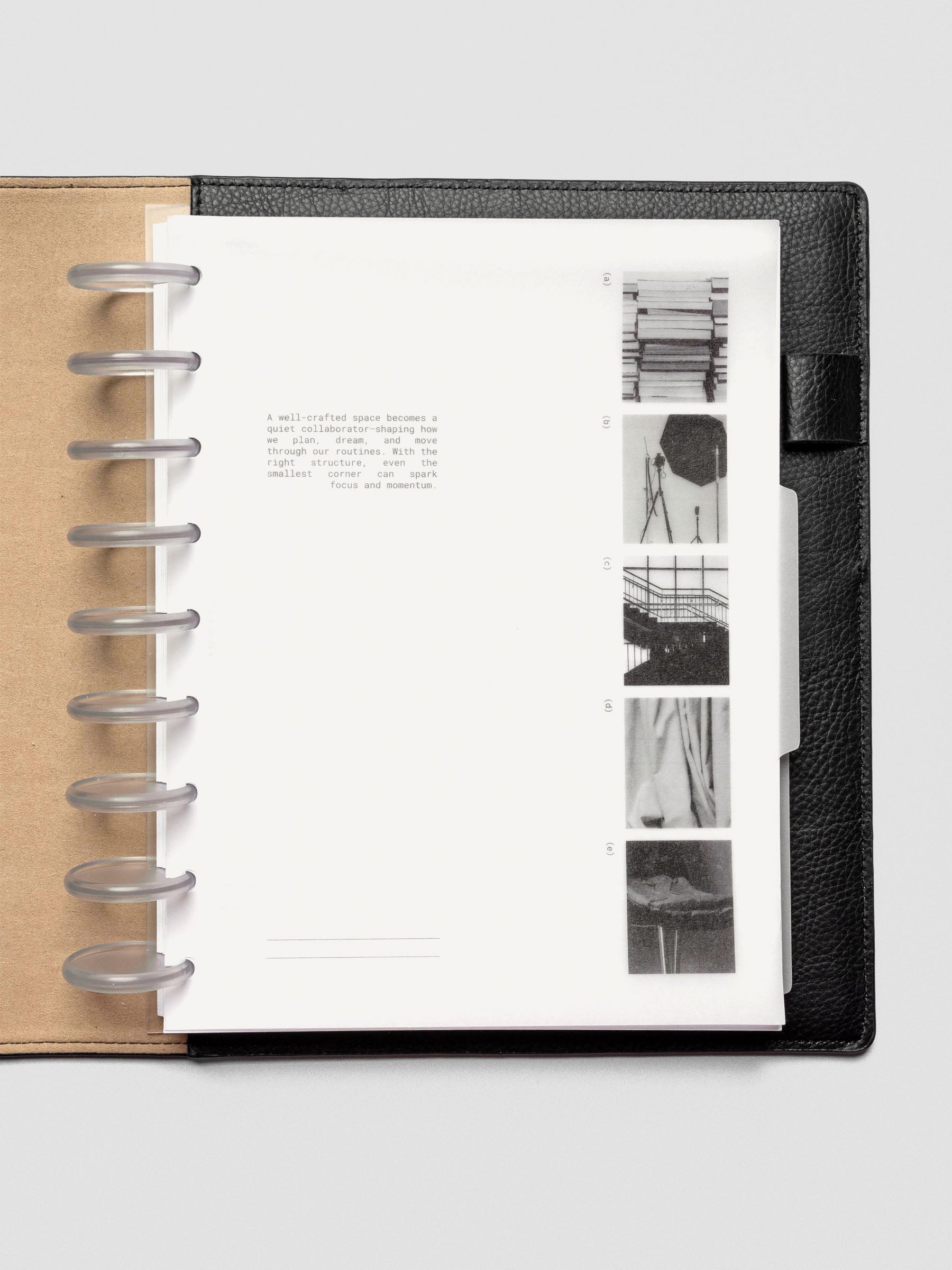HP Classic Editorial Vellum Dividers Vol. 2 styled in a discbound planner with layered inserts.