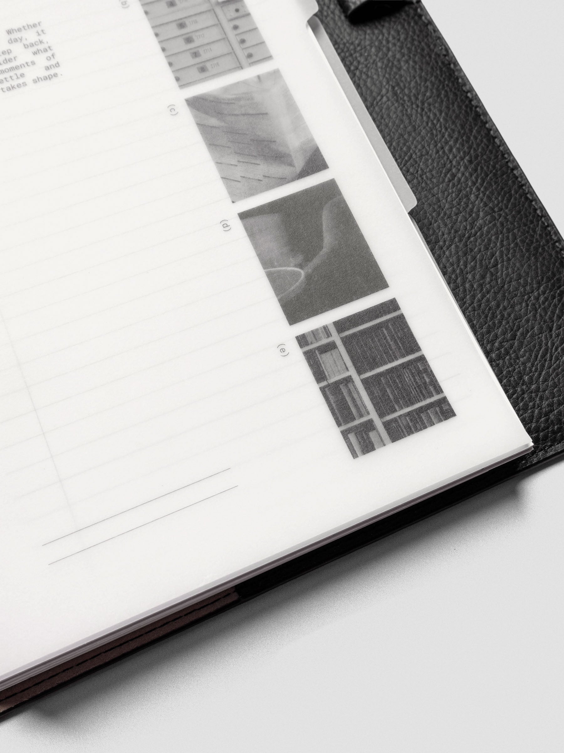 Half Letter Editorial Vellum Dividers Vol. 2 shown in a planner with translucent effect.