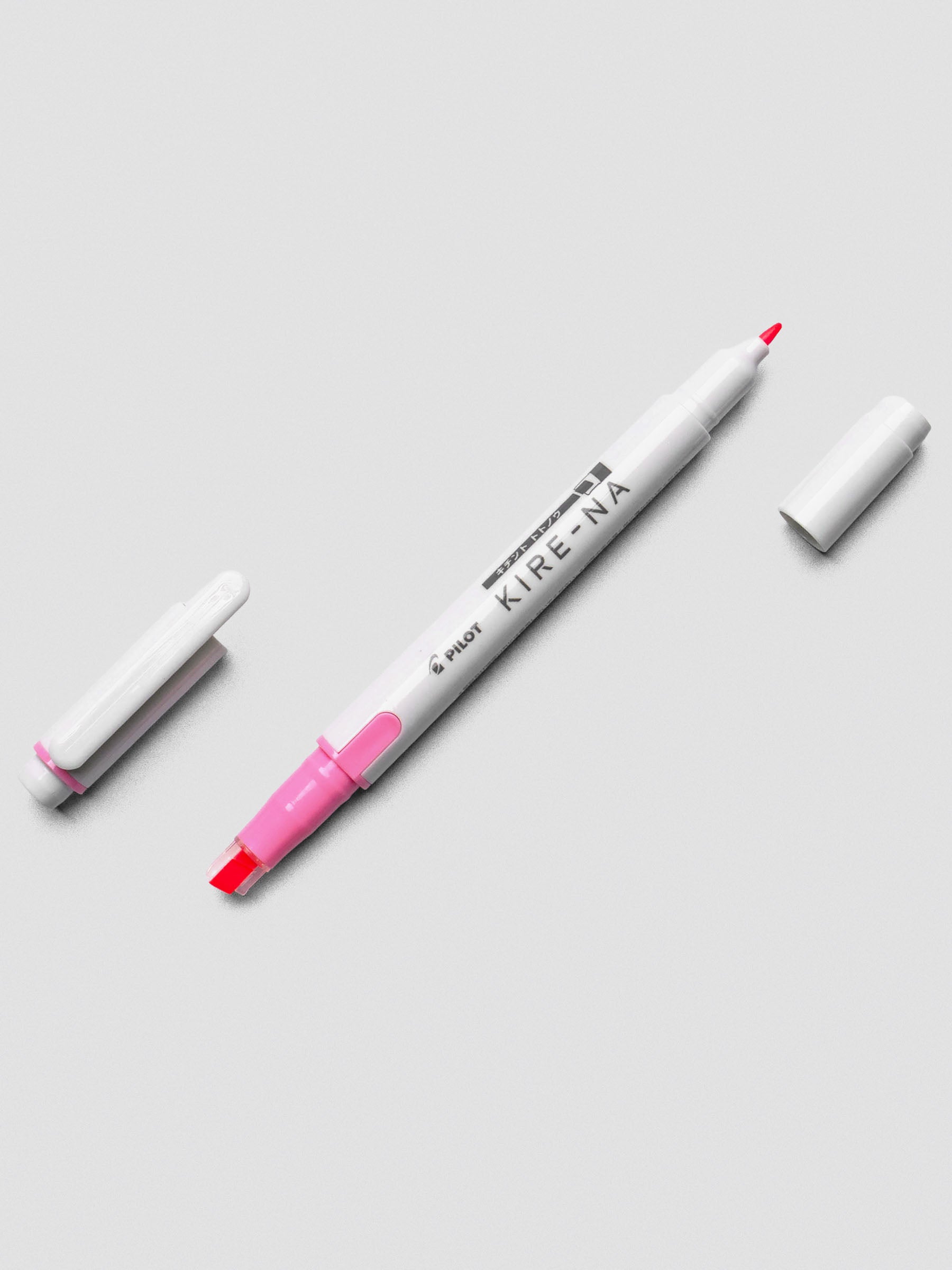 Pilot Kire-Na highlighter in Pink on white background.