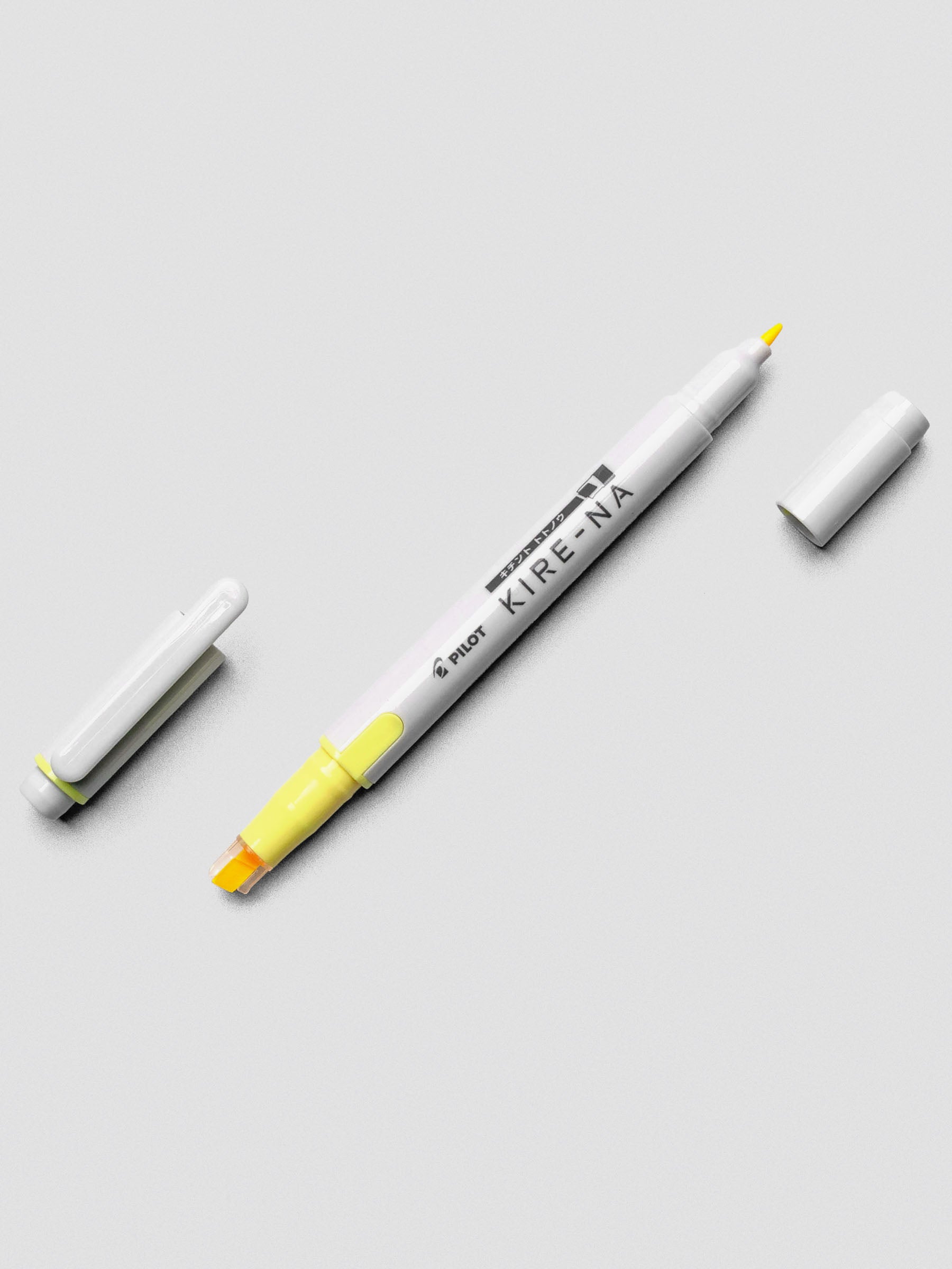 Pilot Kire-Na highlighter in Yellow on white background.