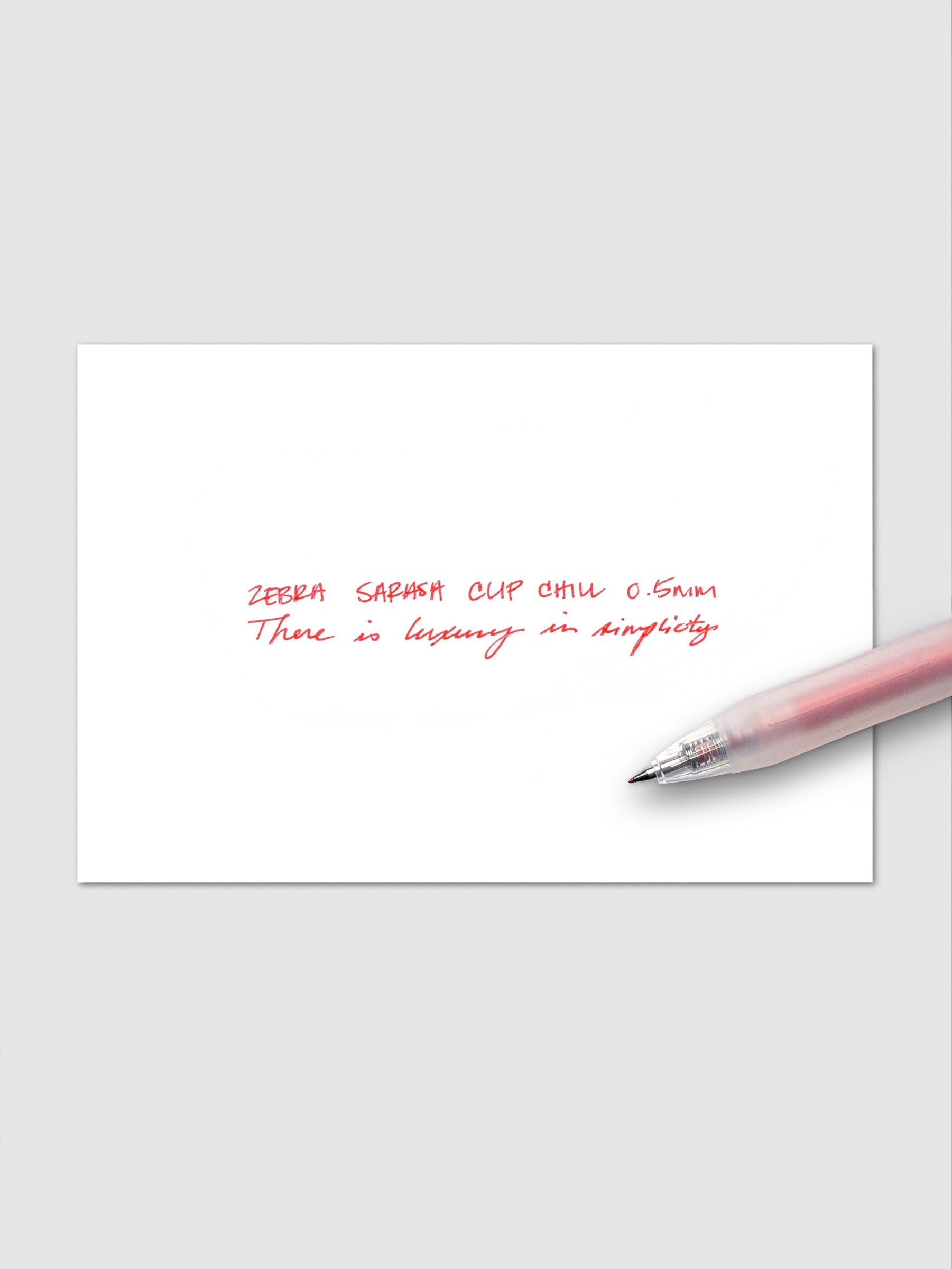 Zebra Sarasa Chill gel pen in Clear Red shown in a second product view on white background.