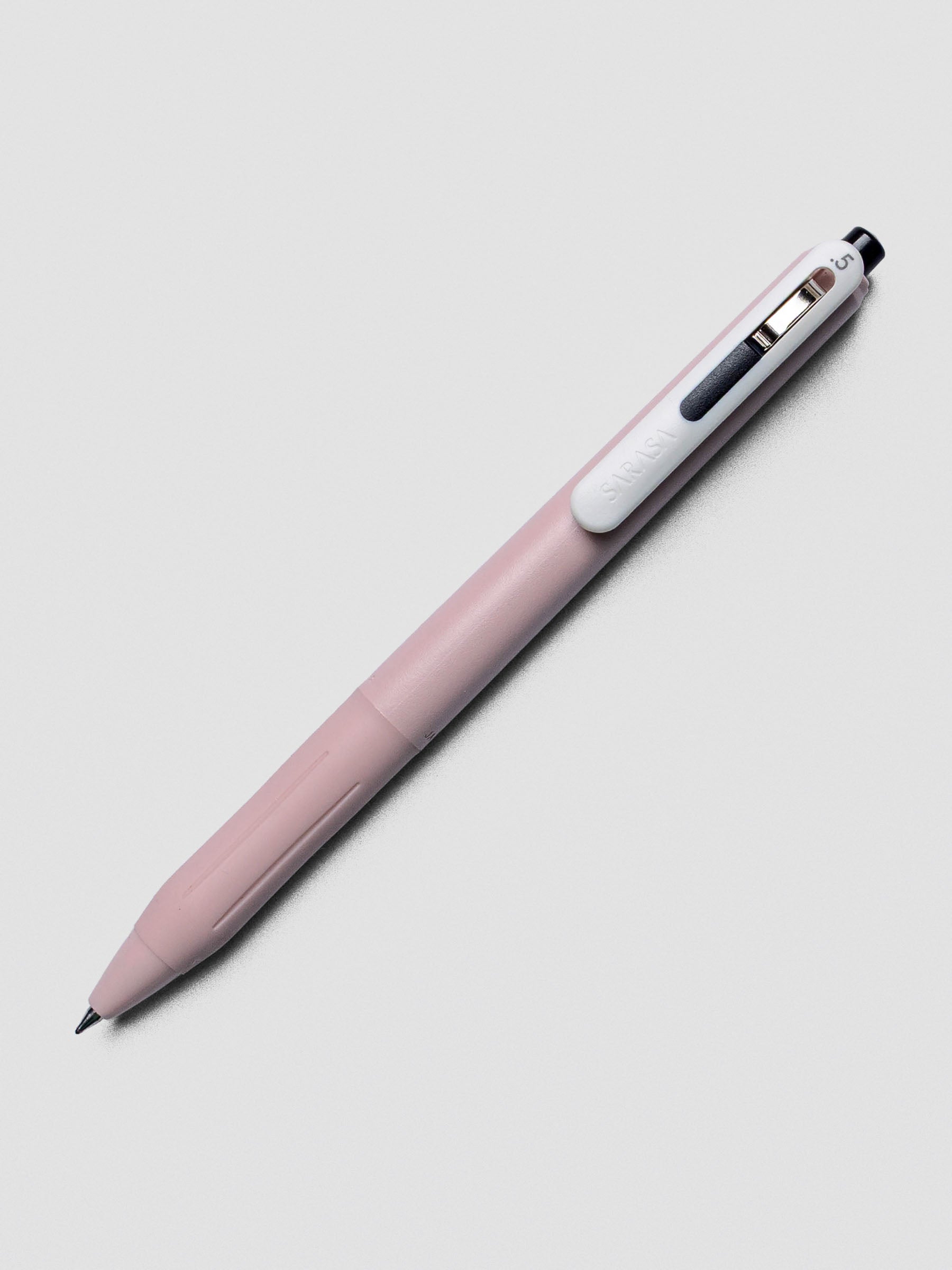 Zebra Sarasa Chill gel pen in Pink with solid barrel on white background.