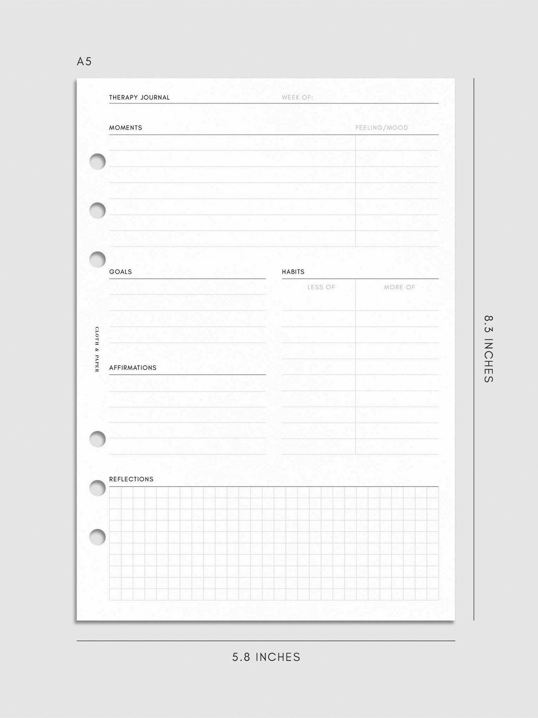 Digital mockup of insert in A5.