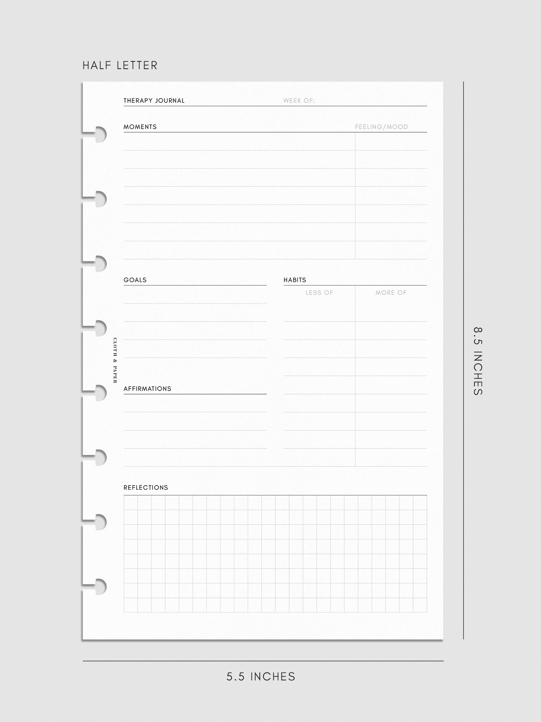 Digital mockup of insert in Half Letter.