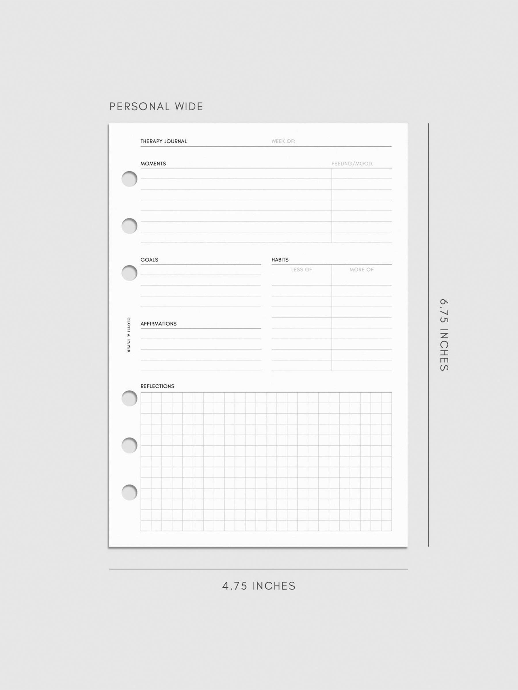 Digital mockup of insert in Personal Wide.