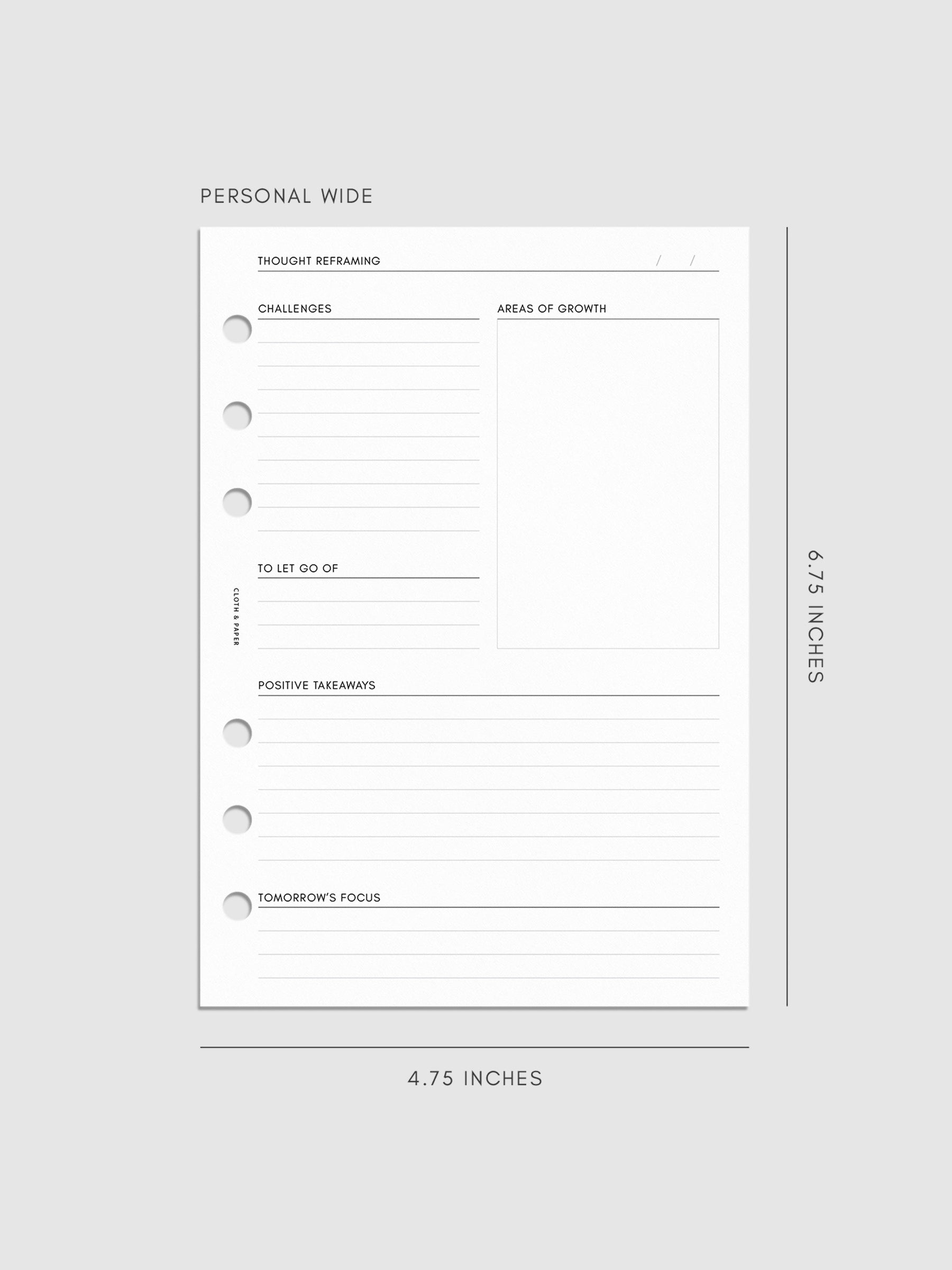 Digital mockup of insert in Personal Wide.