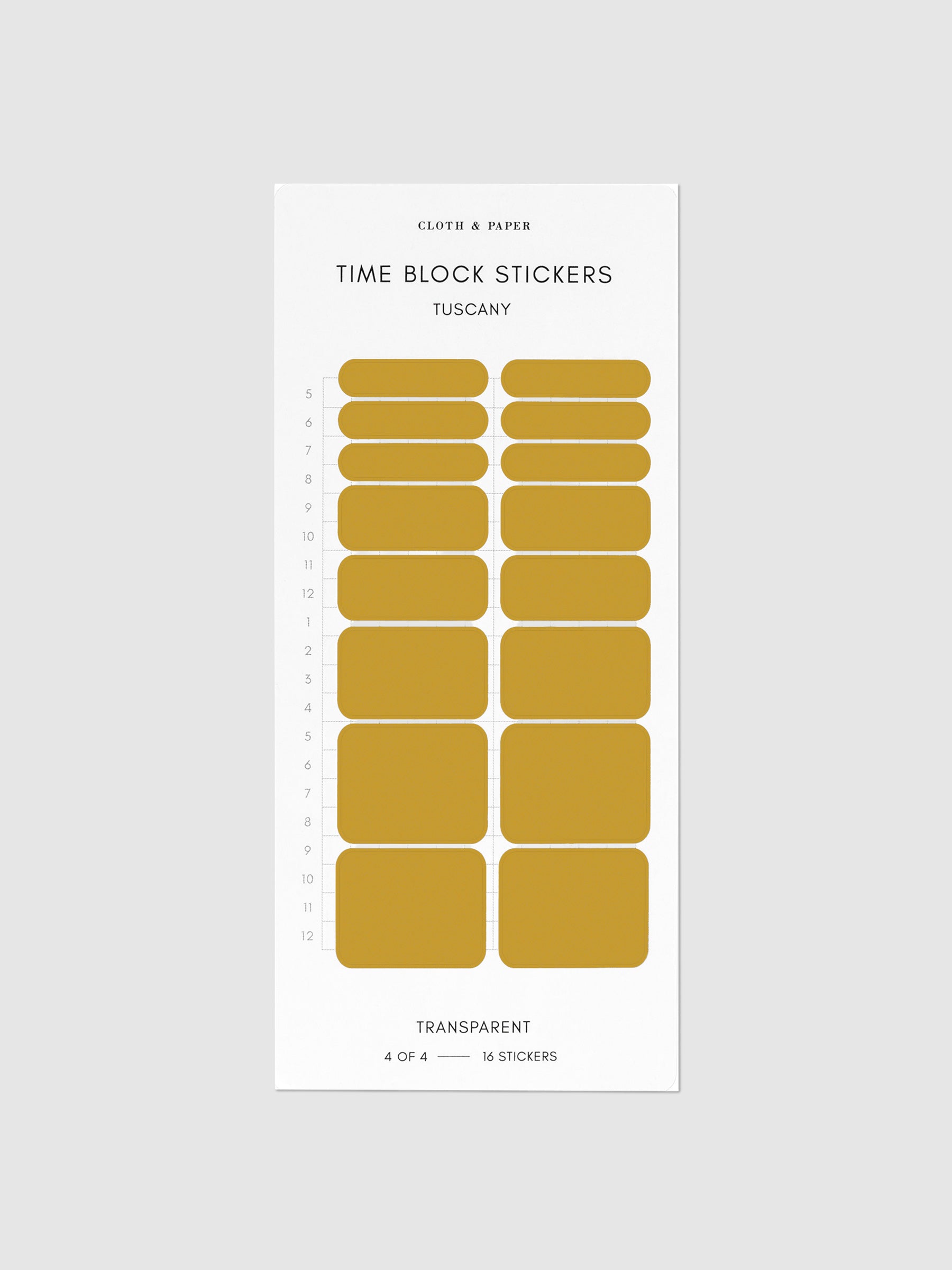 Tuscany dark yellow time block stickers displayed on a neutral background.