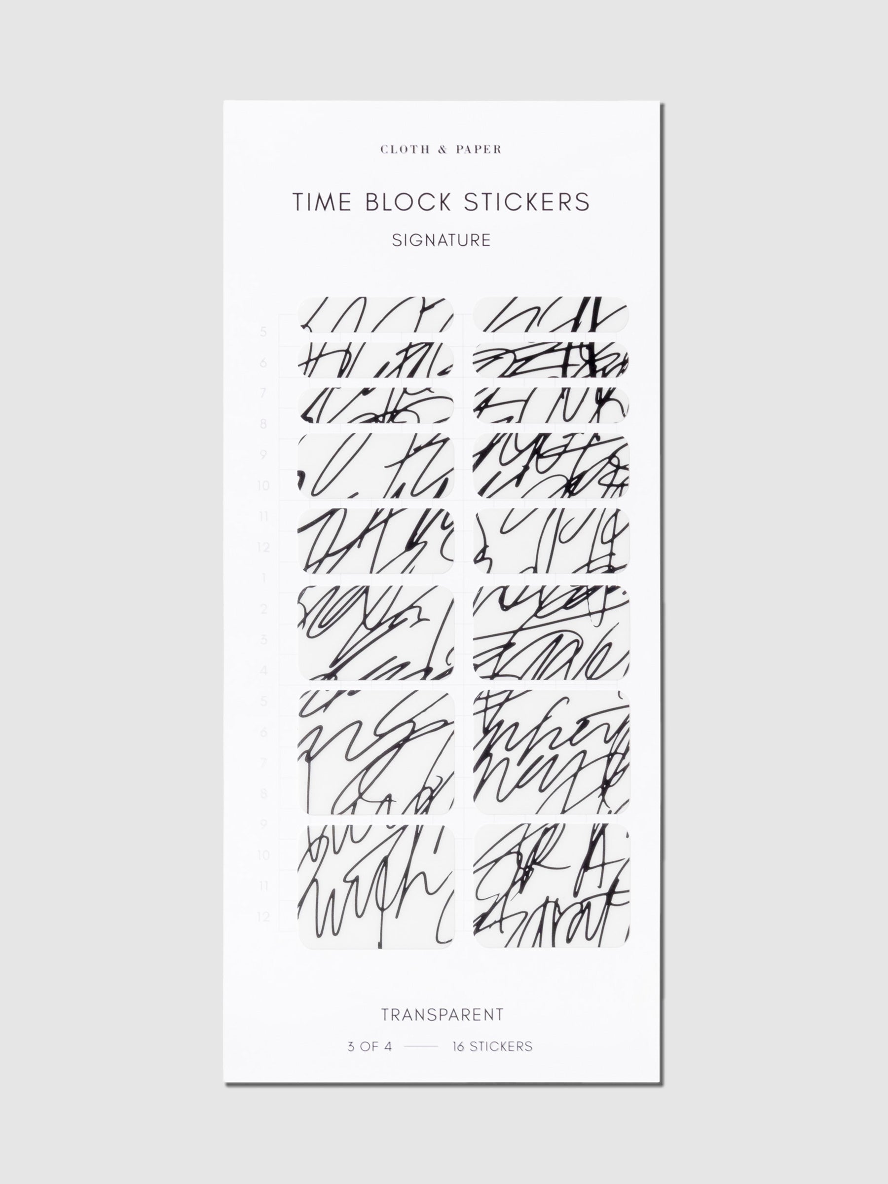 Signature printed stickers displayed on a neutral background.