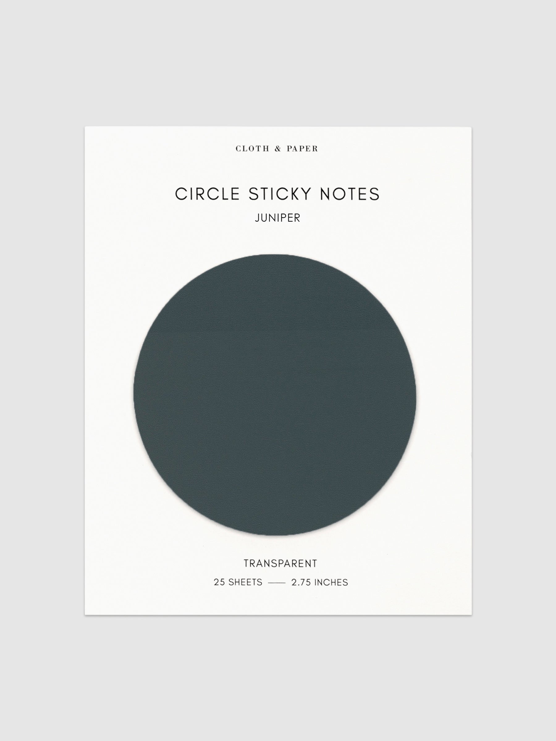 Transparent Circle Sticky Notes displayed on a neutral backround. Color shown is Juniper.