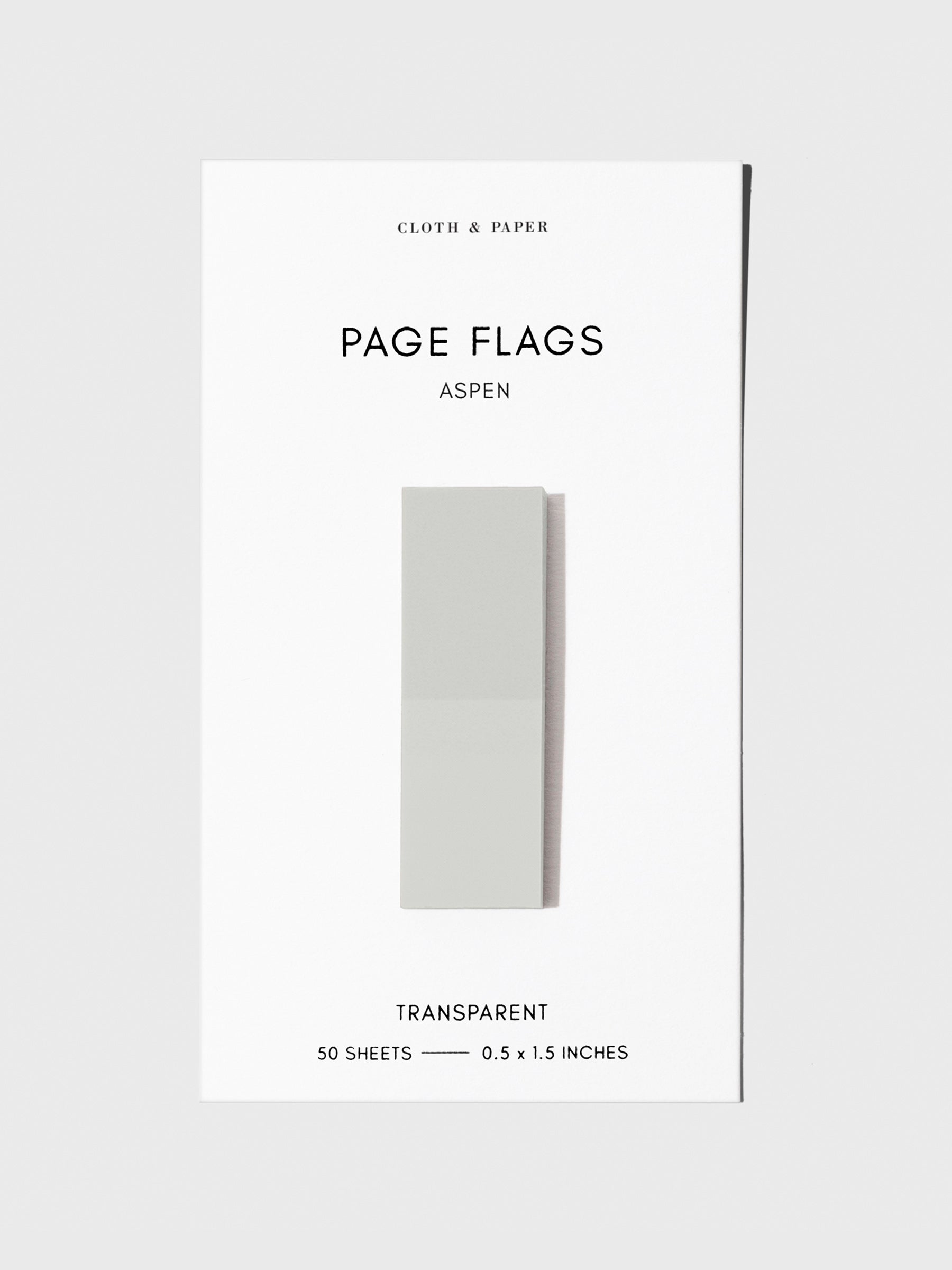 Page flag displayed on a neutral background. Color pictured is Aspen.