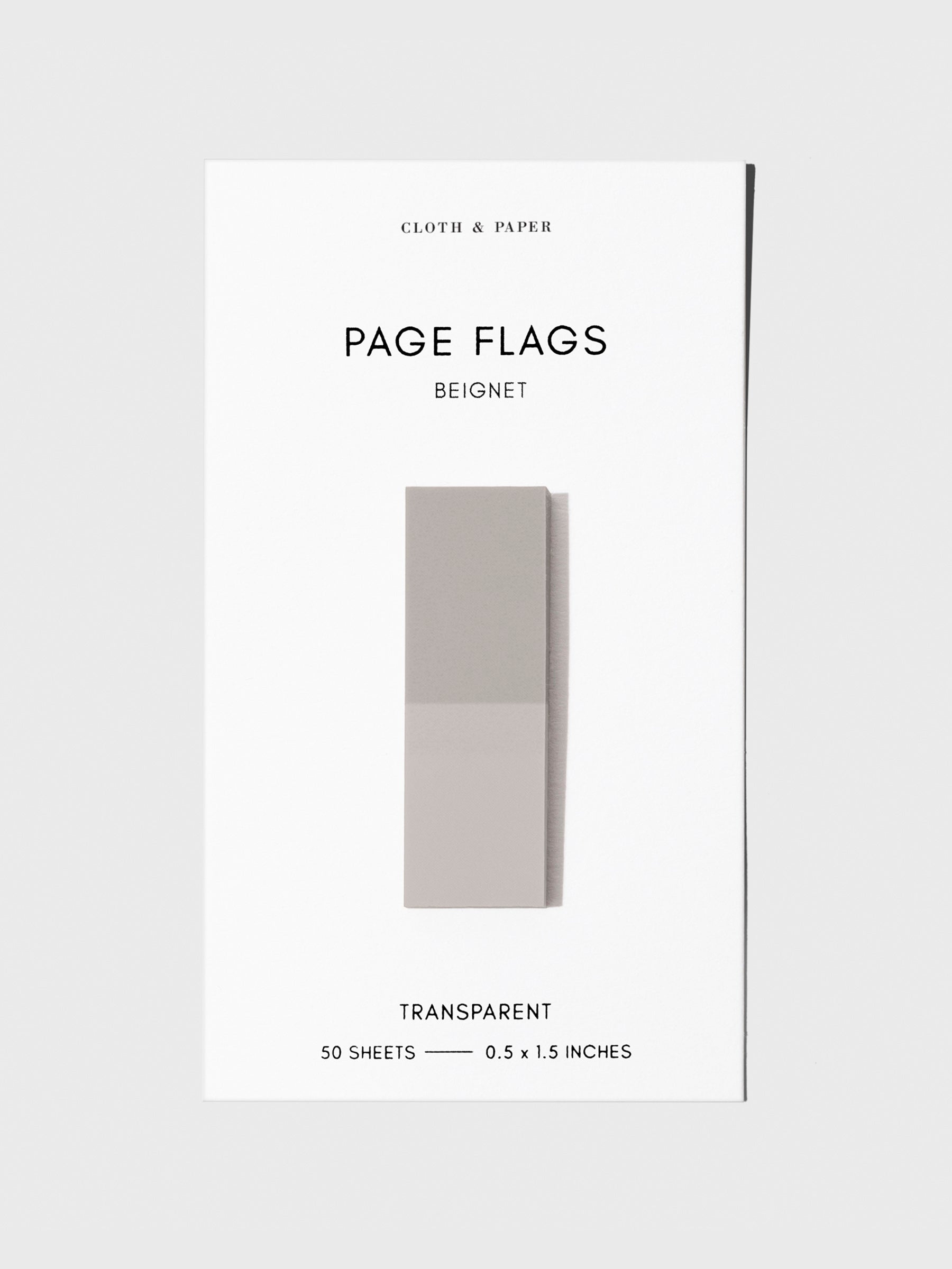 Page flag displayed on a neutral background. Color pictured is Beignet.
