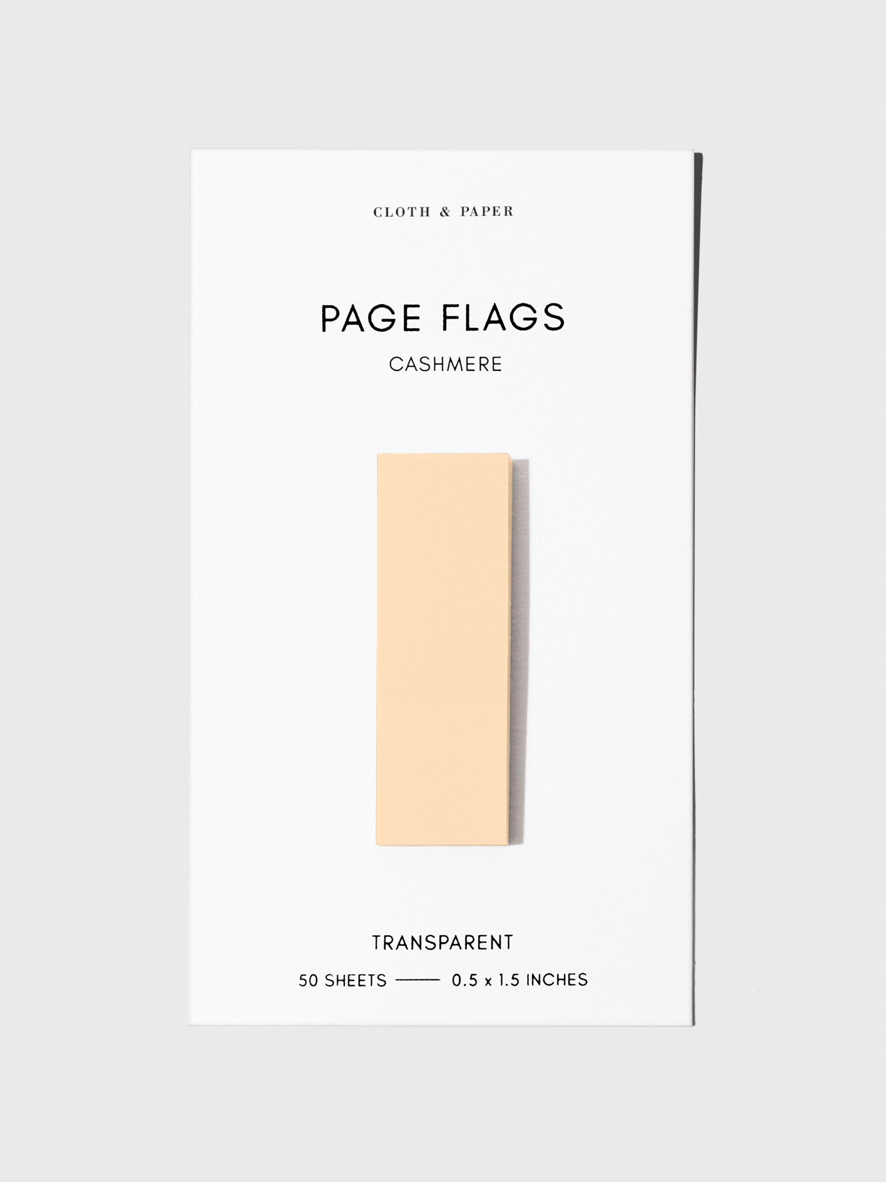 Page flag displayed on a neutral background. Color pictured is Cashmere.