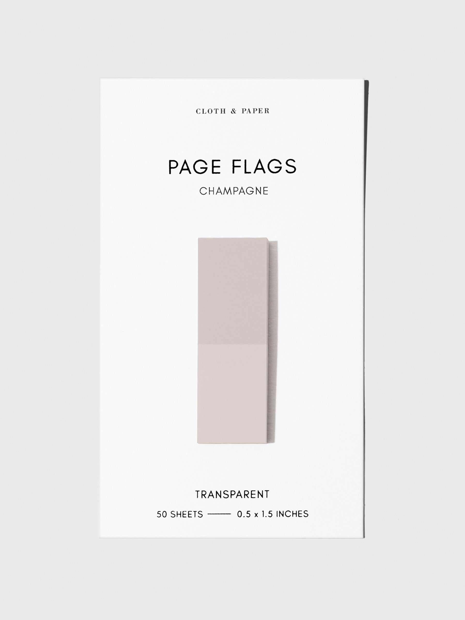 Page flag displayed on a neutral background. Color pictured is Champagne.