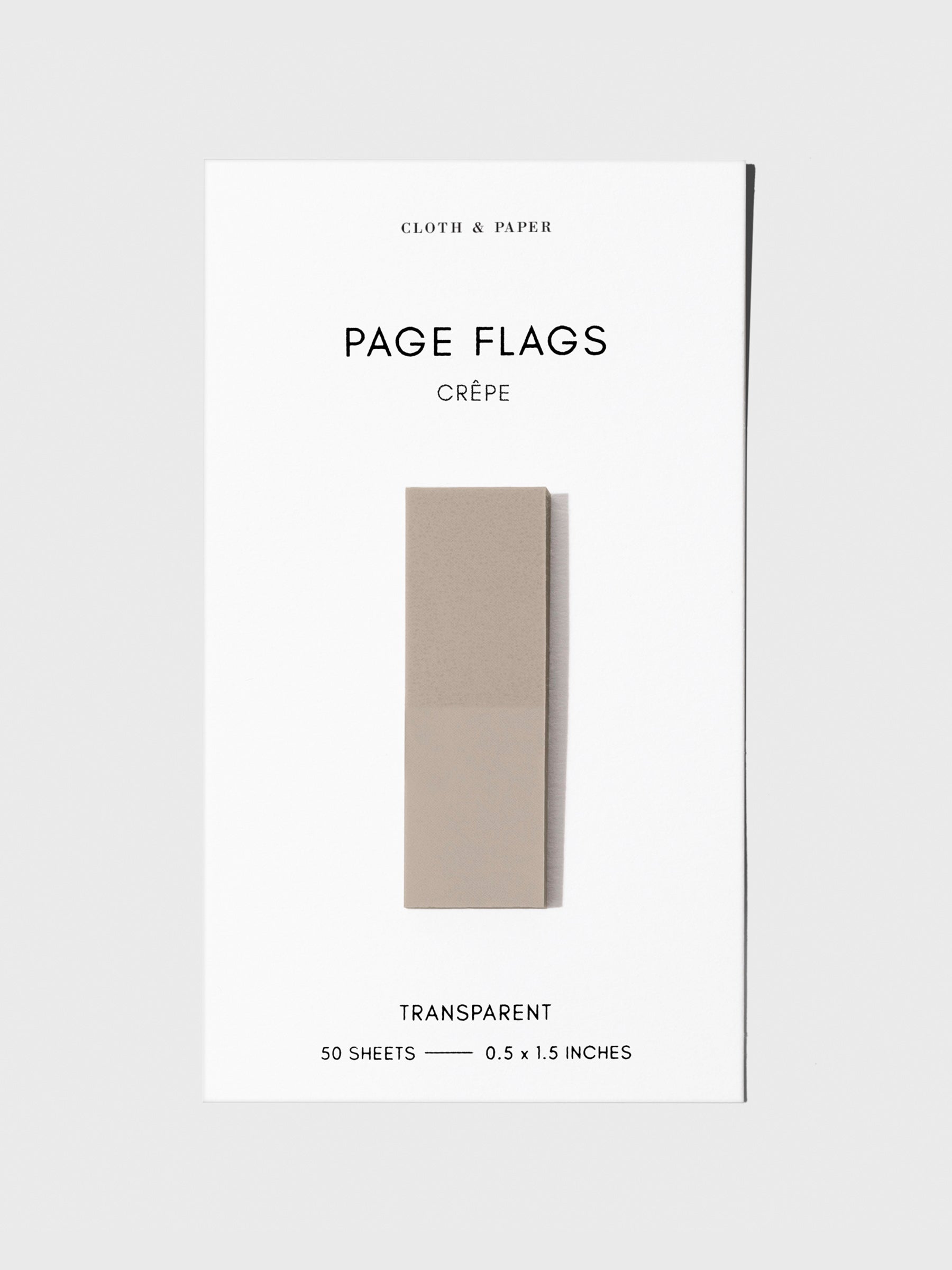 Page flag displayed on a neutral background. Color pictured is Crepe.