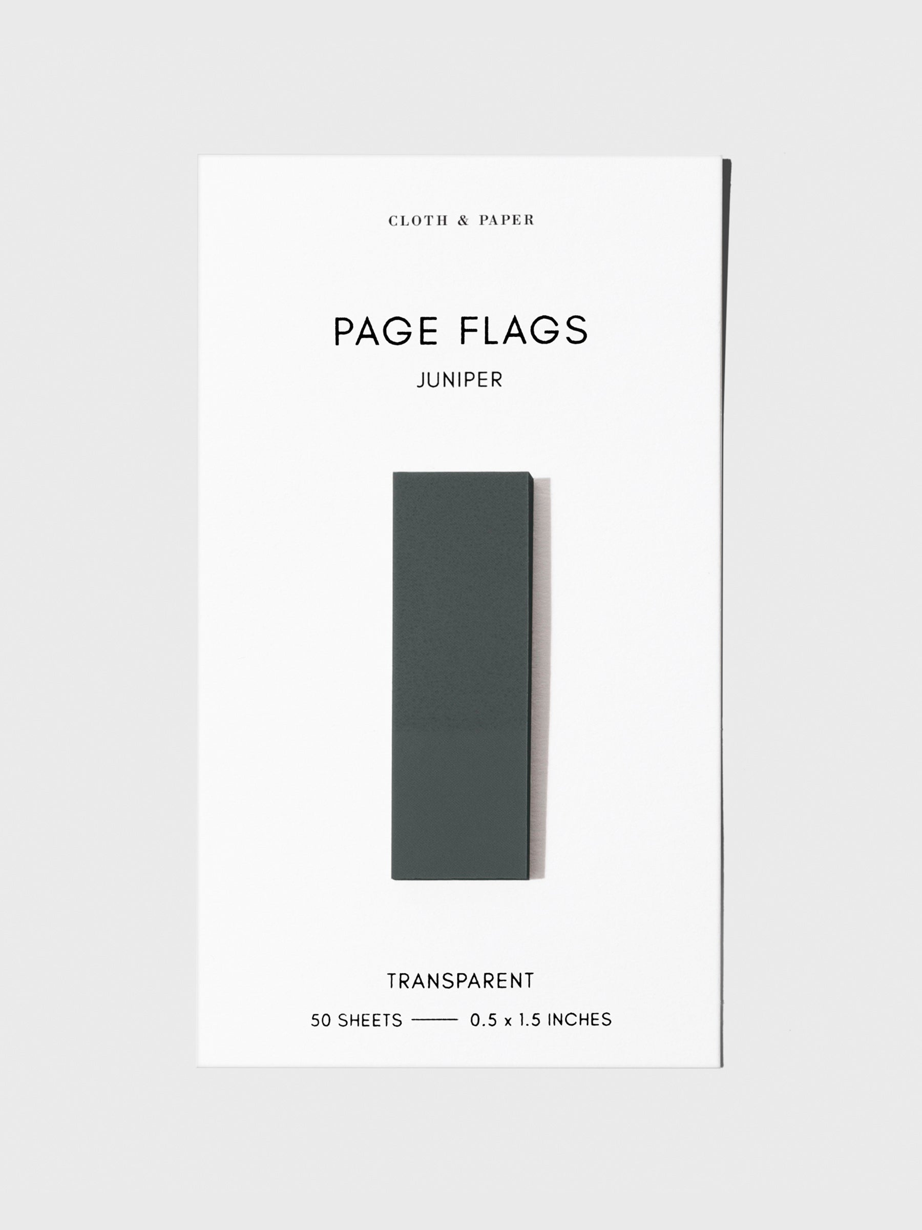 Page flag displayed on a neutral background. Color pictured is Juniper.