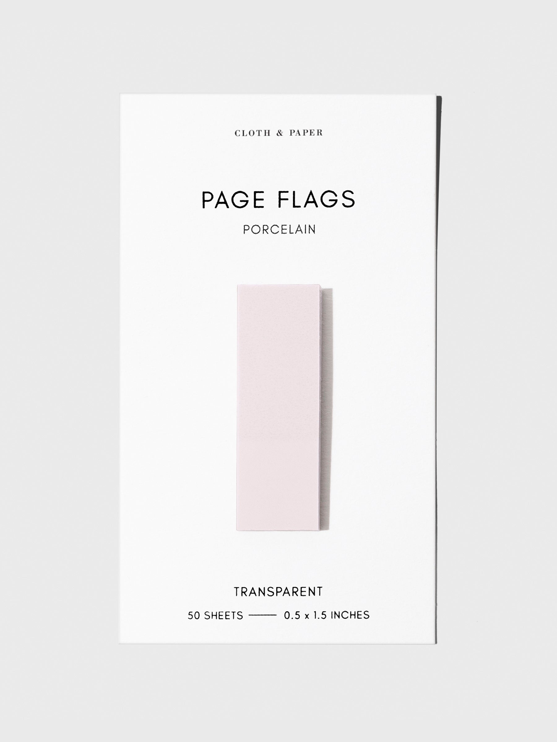 Page flag displayed on a neutral background. Color pictured is Porcelain.