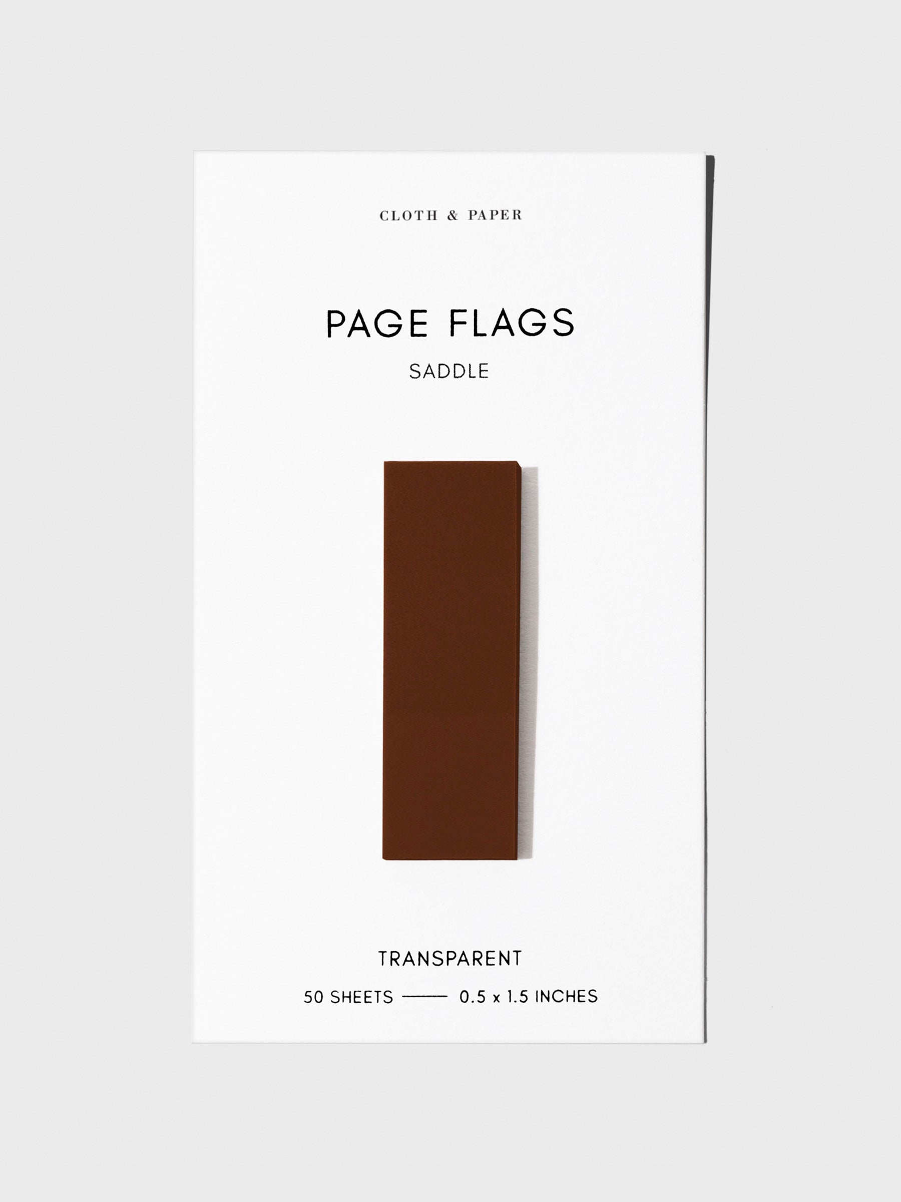 Page flag displayed on a neutral background. Color pictured is Saddle.