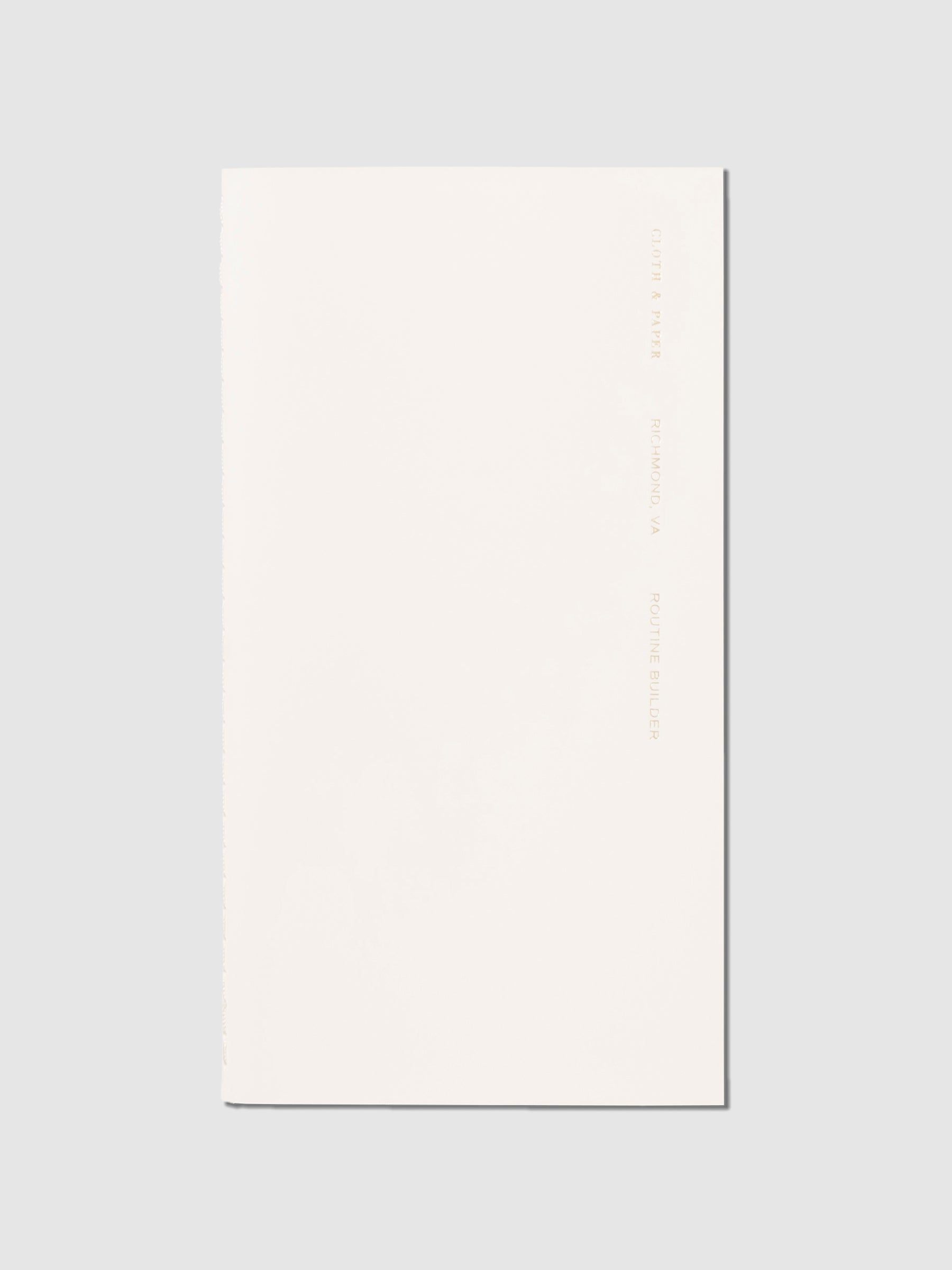 Overview image of the Beignet Monthly Admin Pocket Plus notebook from the Traveler's Notebook Collection. The cover has gold foil text that reads Cloth and Paper Richmond, VA Monthly Admin and is displayed on a light gray background.