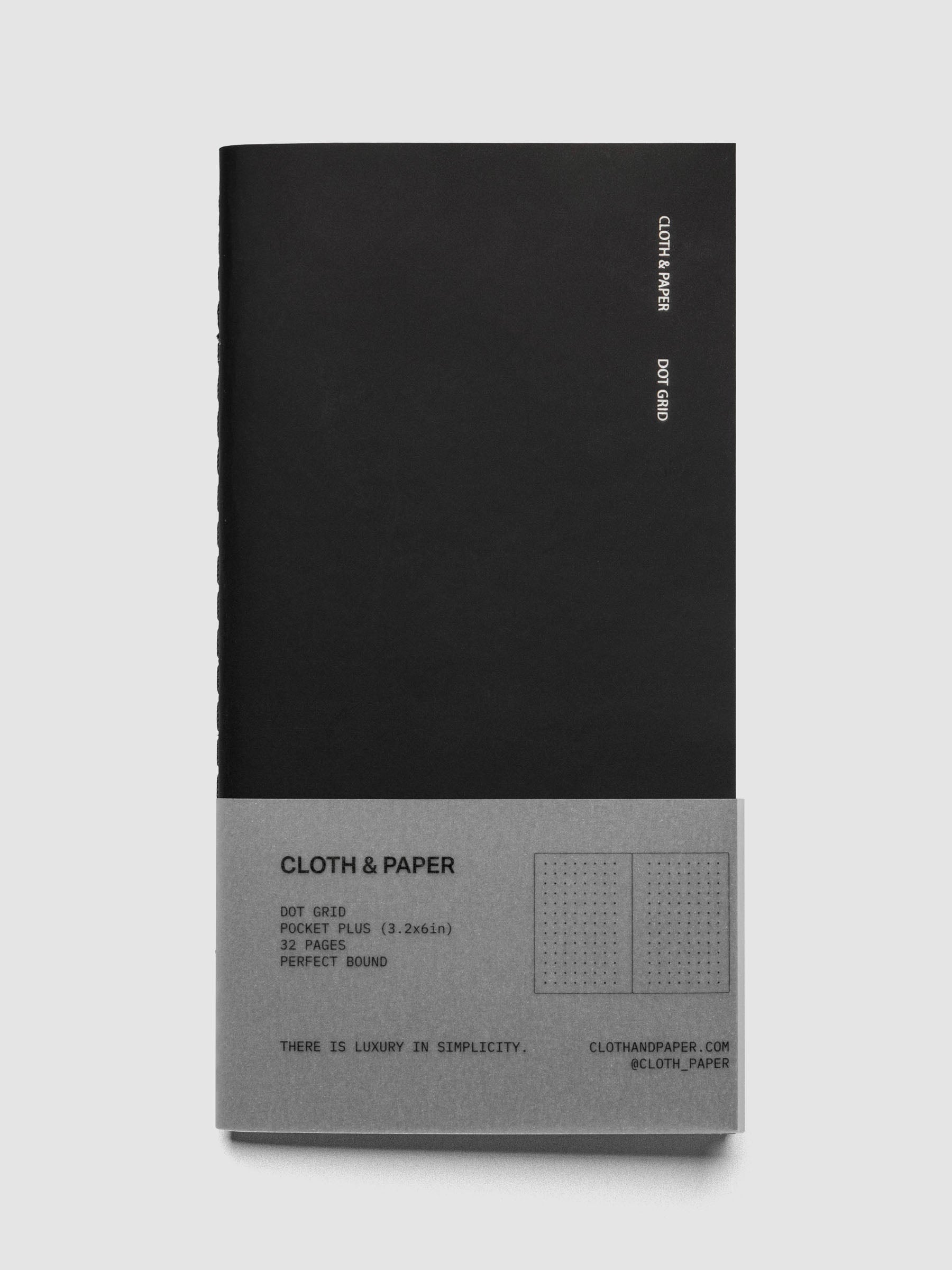 Travel Notebook | Pocket Plus | Avant Garde | Dot Grid shown closed with packaging against a neutral background.