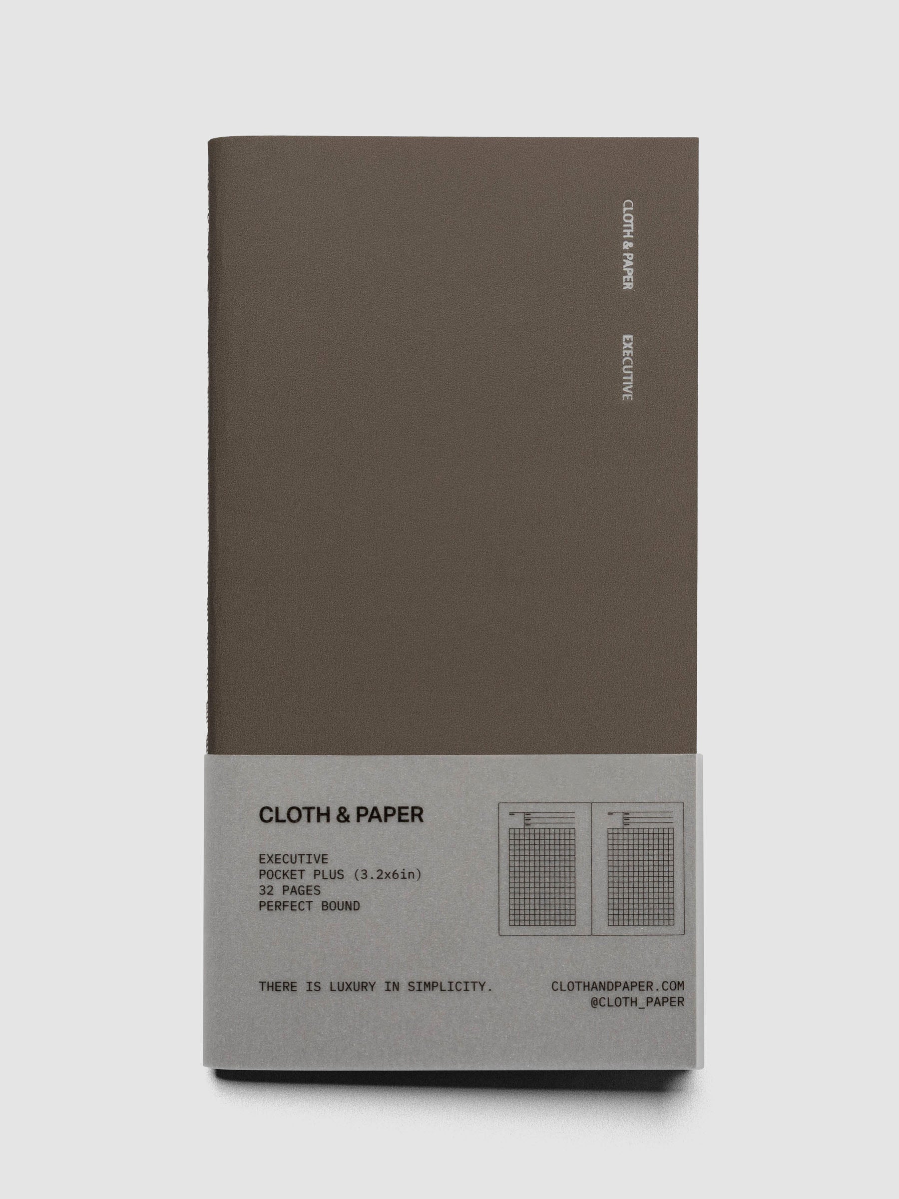 Travel Notebook | Pocket Plus | Cafe Noir | Executive shown closed with packaging against a neutral background.