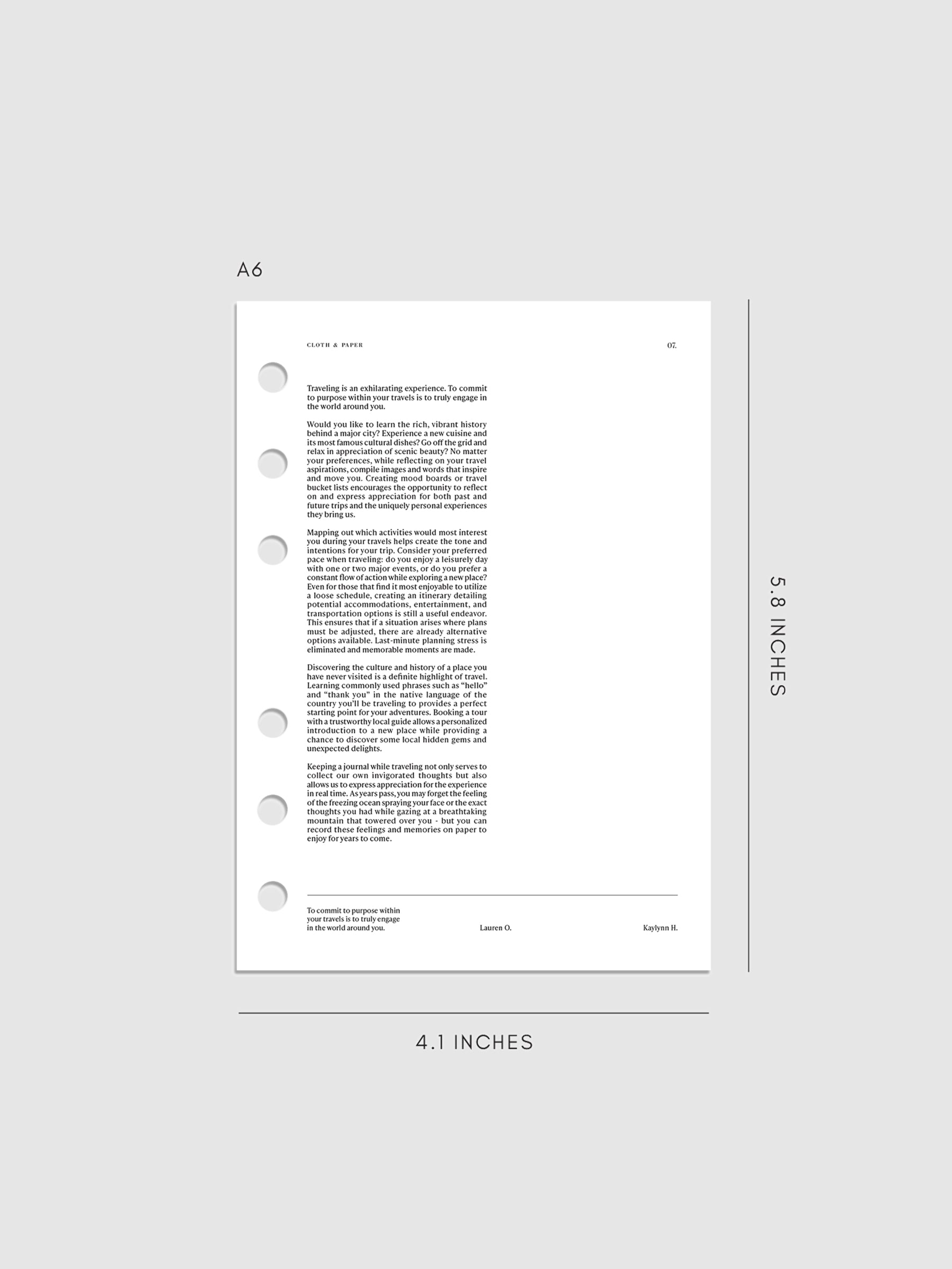 Digital mockup of dashboard in A6 sizing.