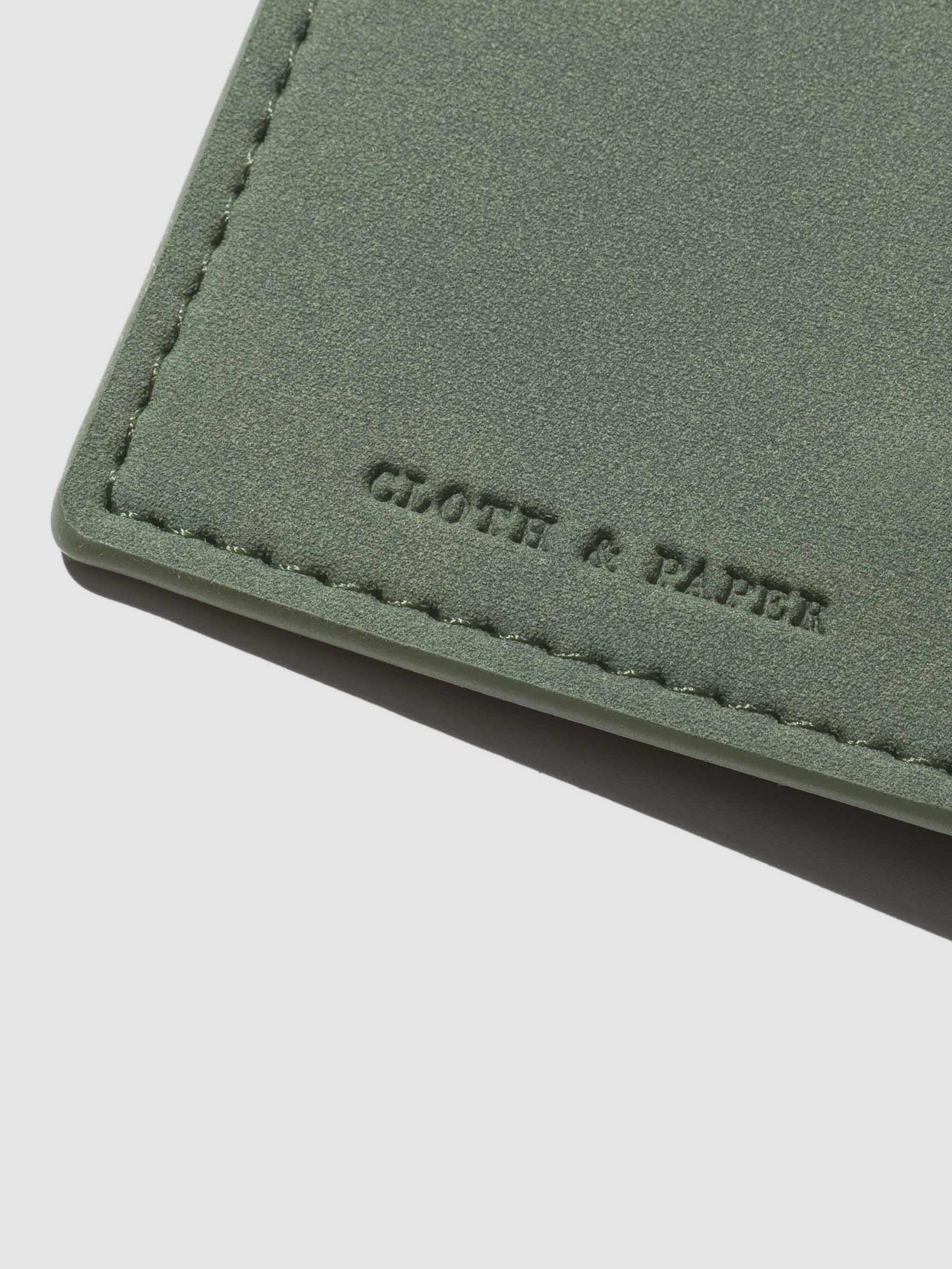 Closeup of Cloth and Paper logo embossed inside the notebook cover.