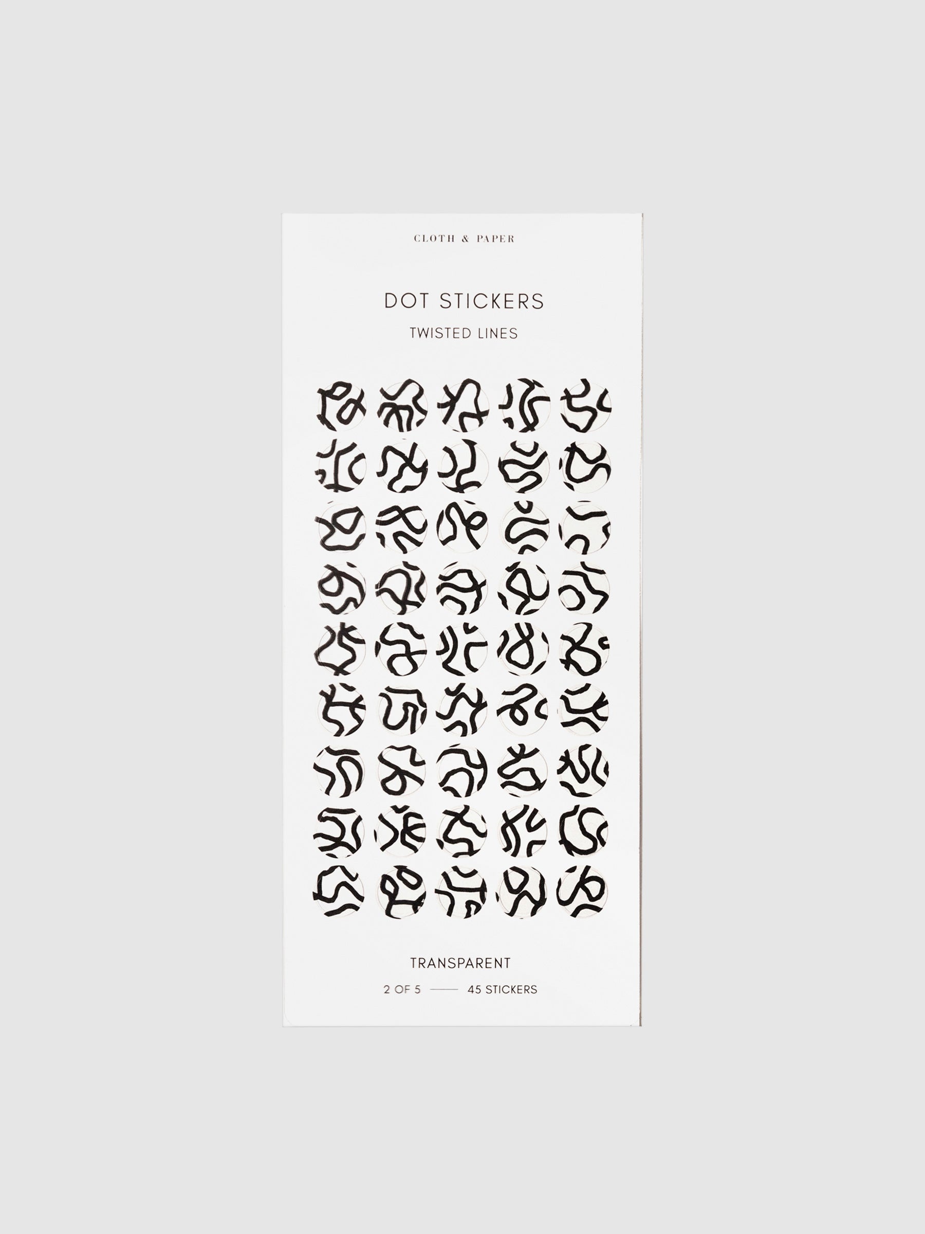 Twisted line stickers displayed on a neutral background. Size shown is medium.