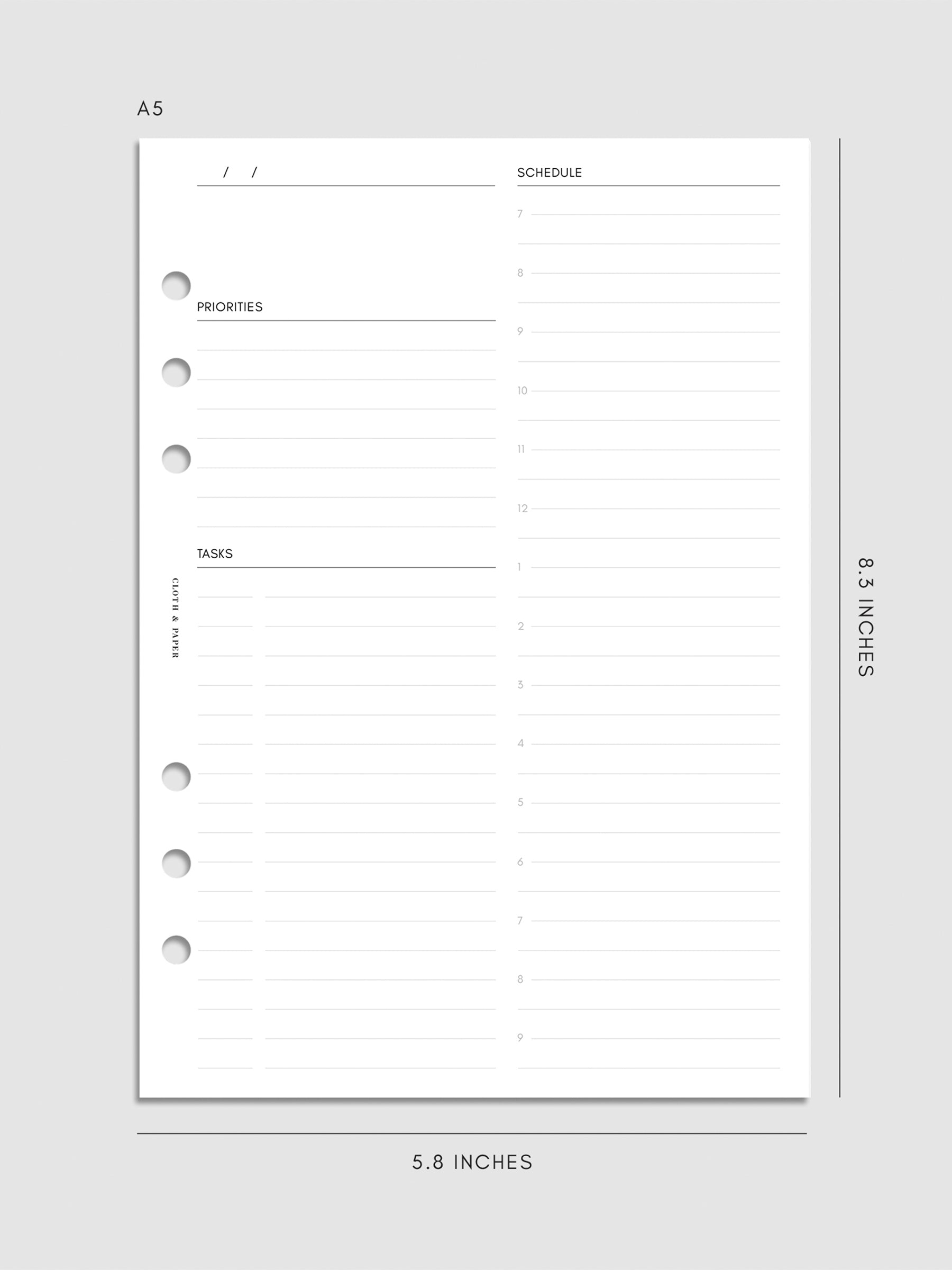Undated Daily Planner Inserts | Refreshed Layout