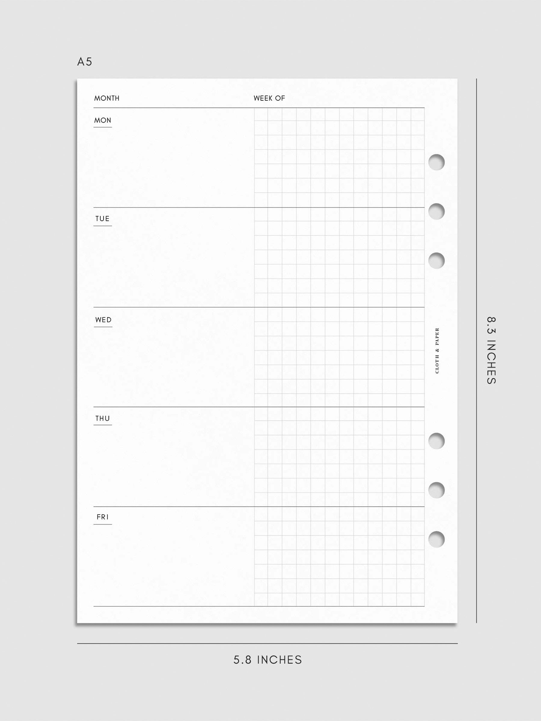 Digital mockup of insert in A5 sizing.