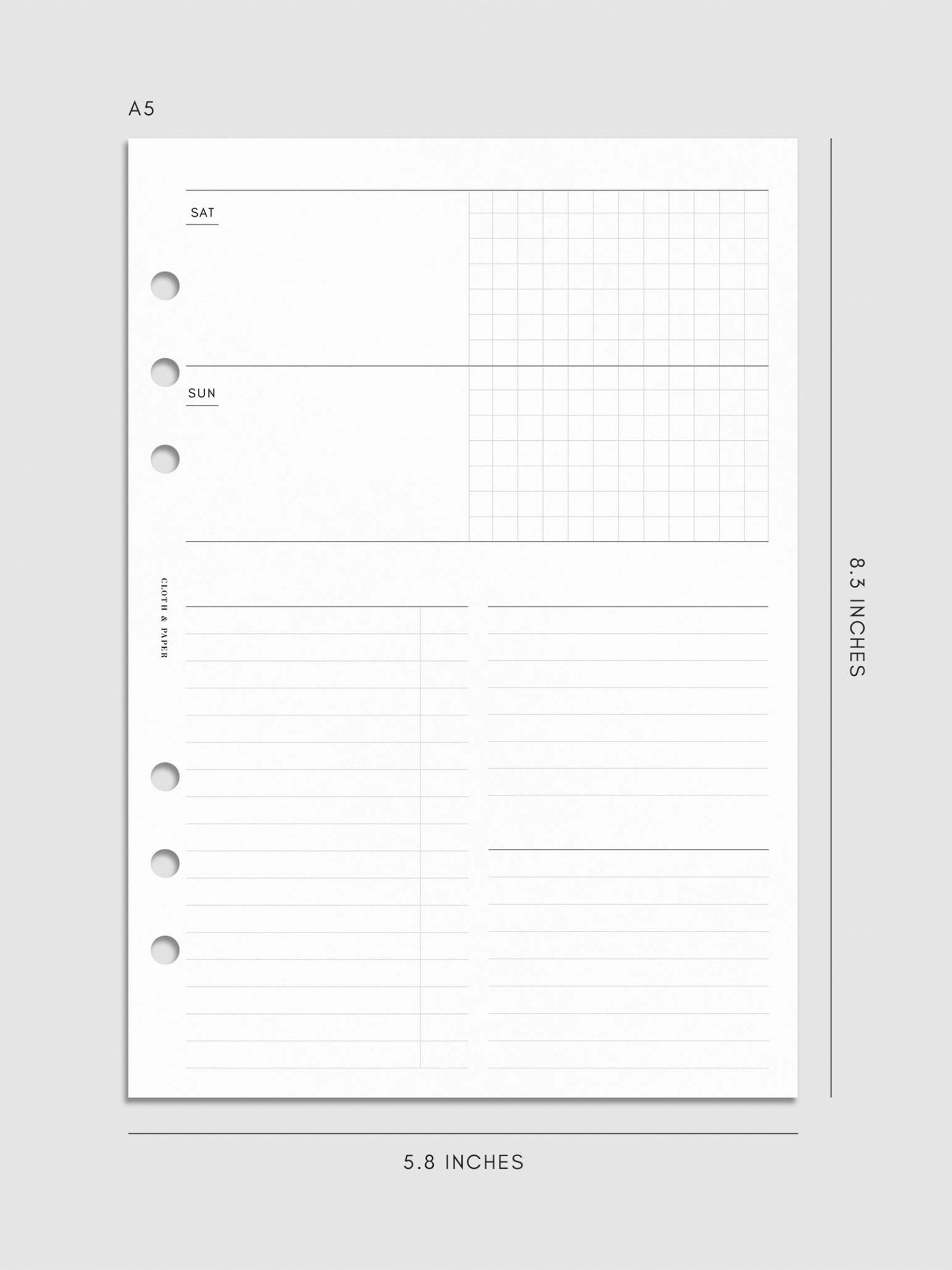 Digital mockup of insert in A5 sizing.