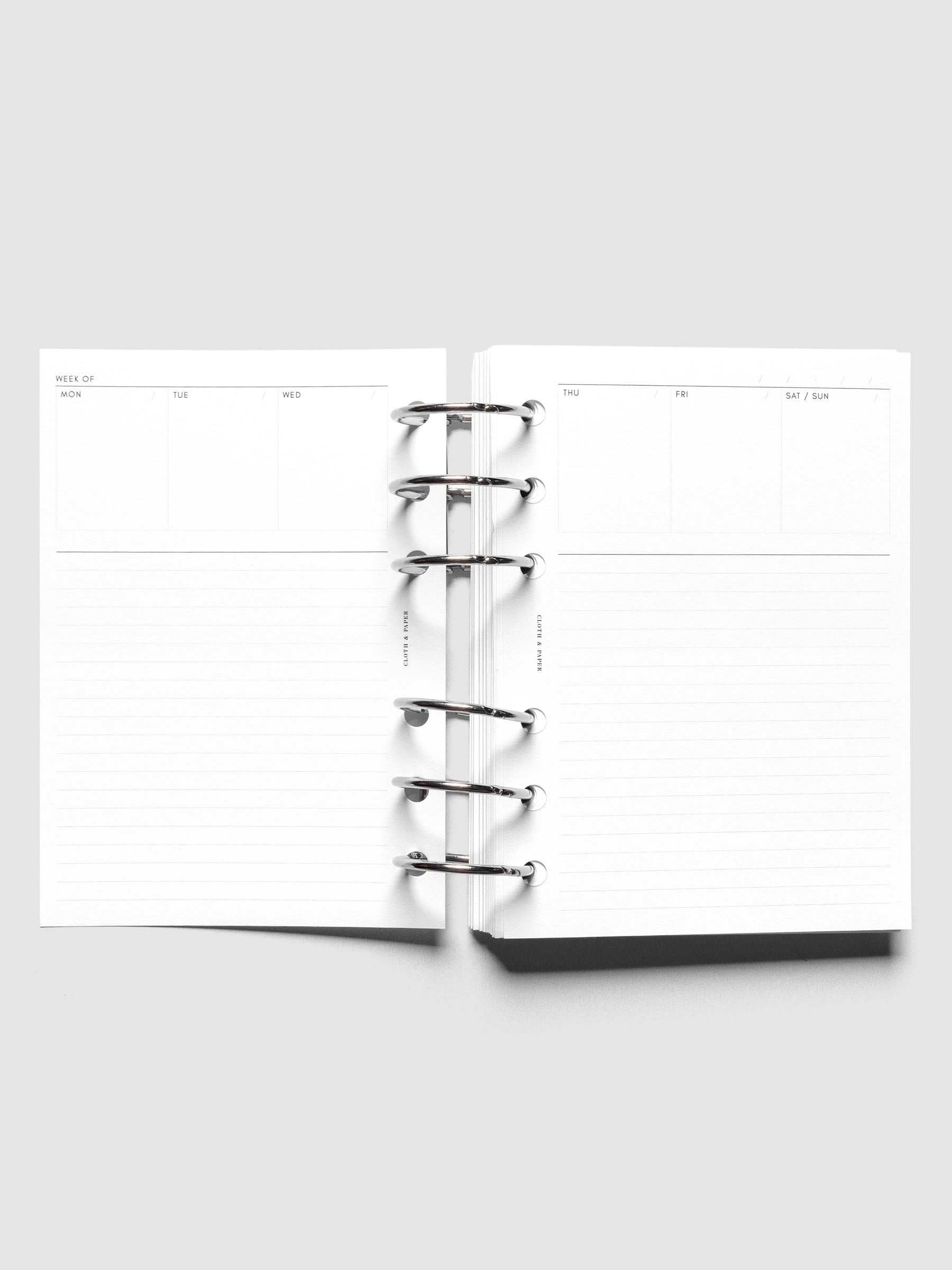 A6 Undated Weekly Notes Planner Inserts ringbound.