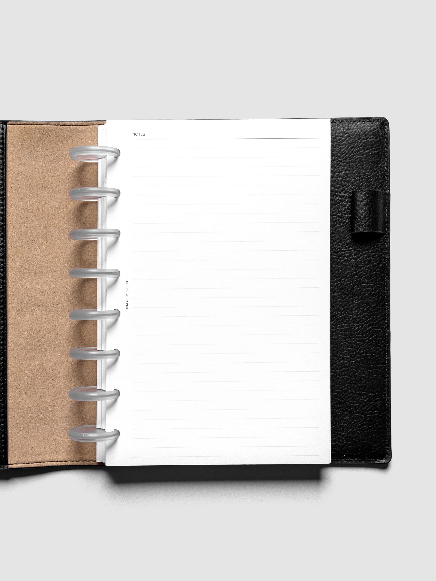 Notes page of the Half Letter Undated Weekly Notes Planner Inserts shown discbound.