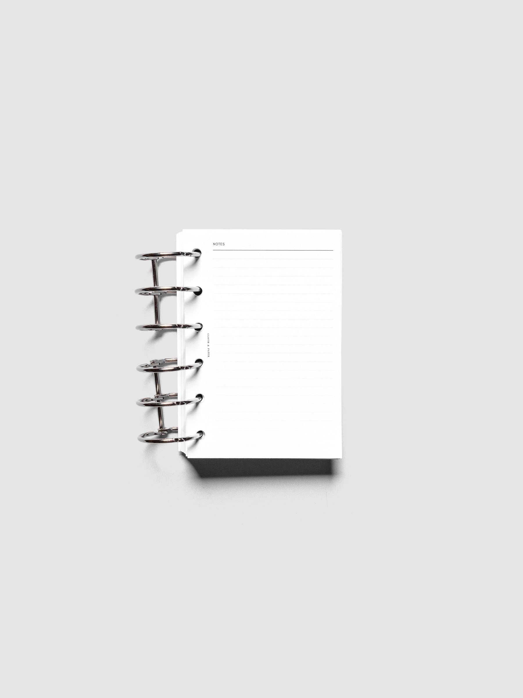 Notes page of the Pocket Undated Weekly Notes Planner Inserts shown ringbound.