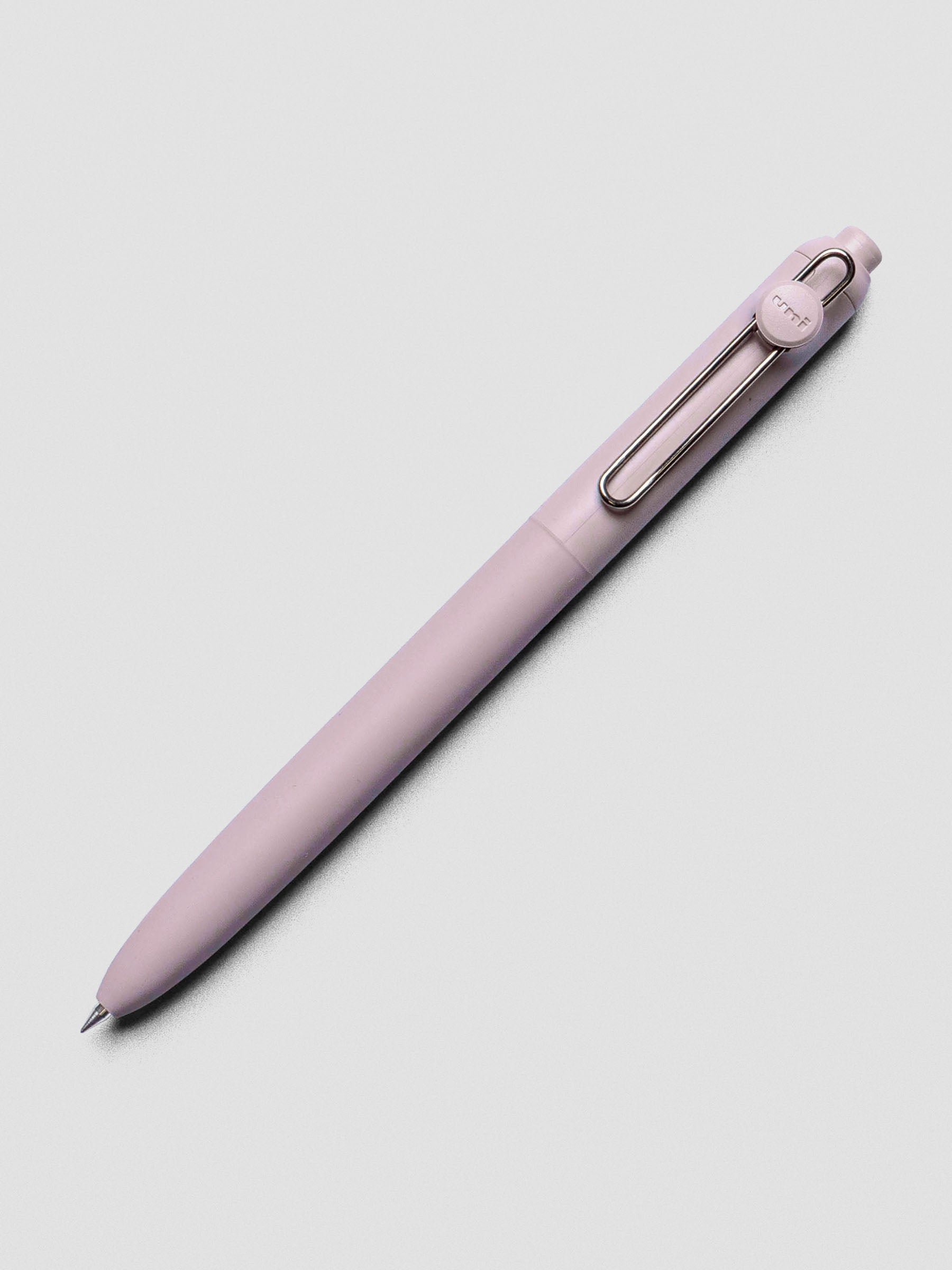 Lavender pen with a silver clip shown at an angle.