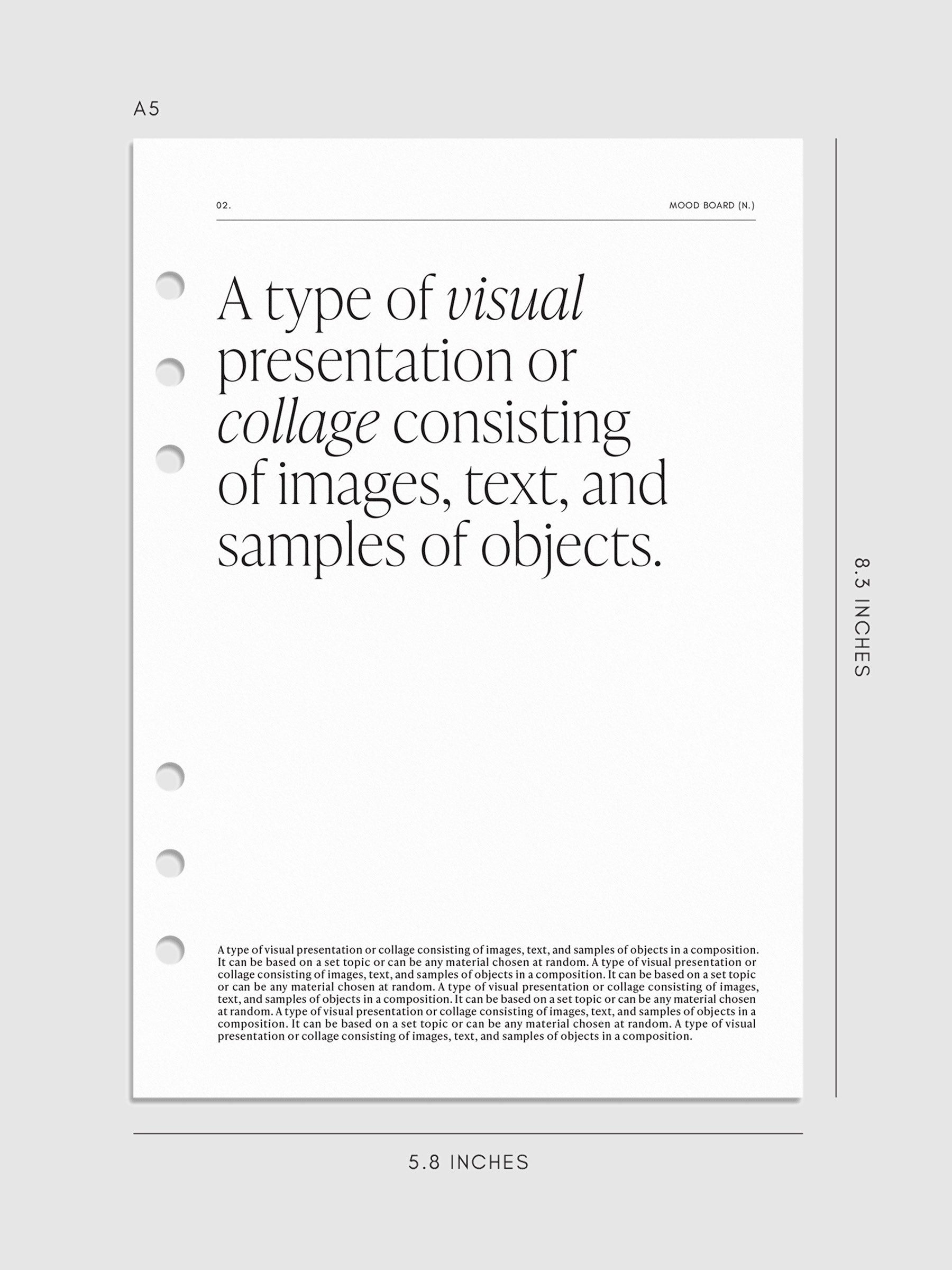 Digital mockup of dashboard in A5 sizing.