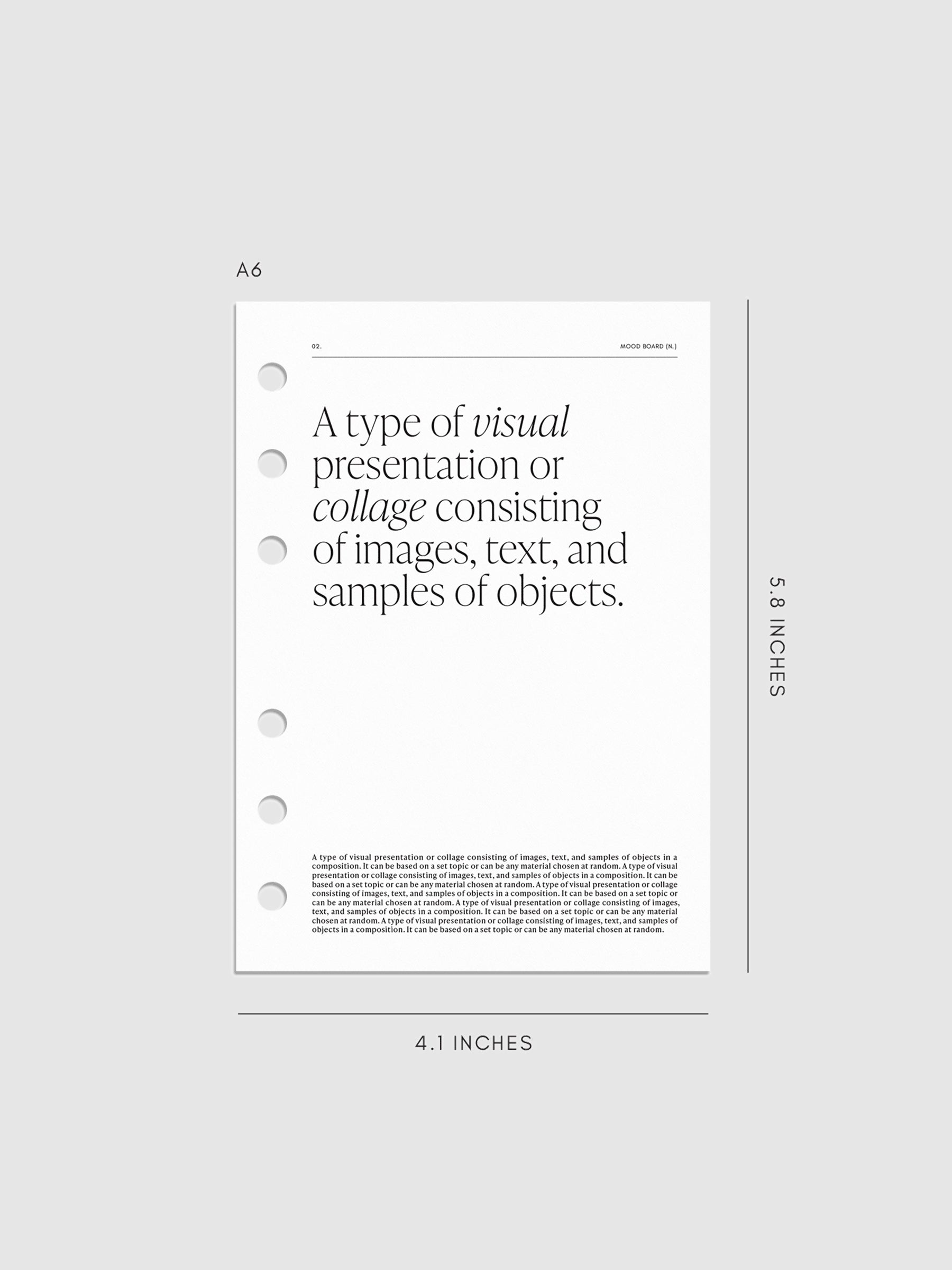 Digital mockup of dashboard in A6 sizing.