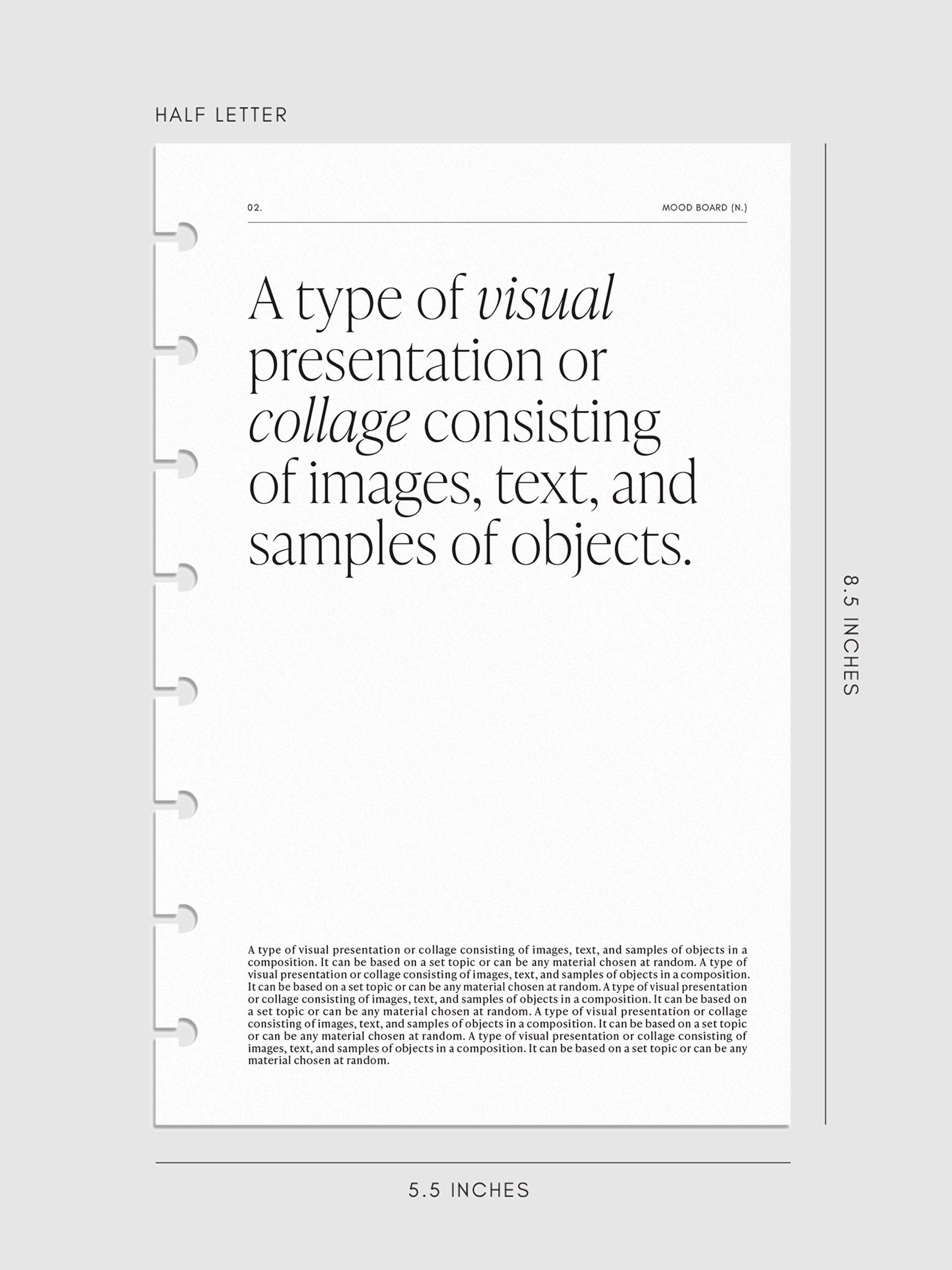 Digital mockup of dashboard in Half Letter sizing.