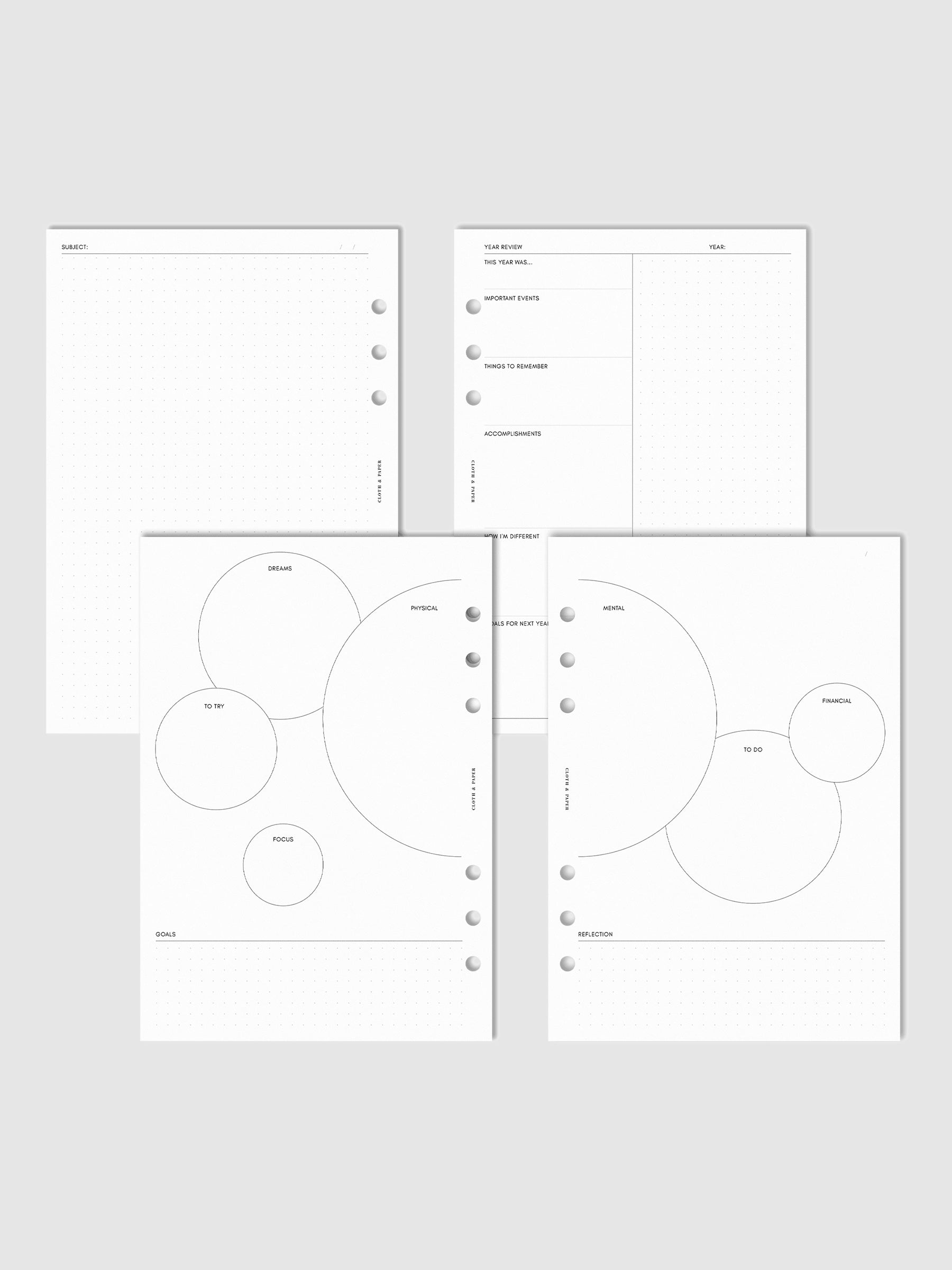 Vision Board Inserts, Cloth and Paper. Digital mockup of inserts.