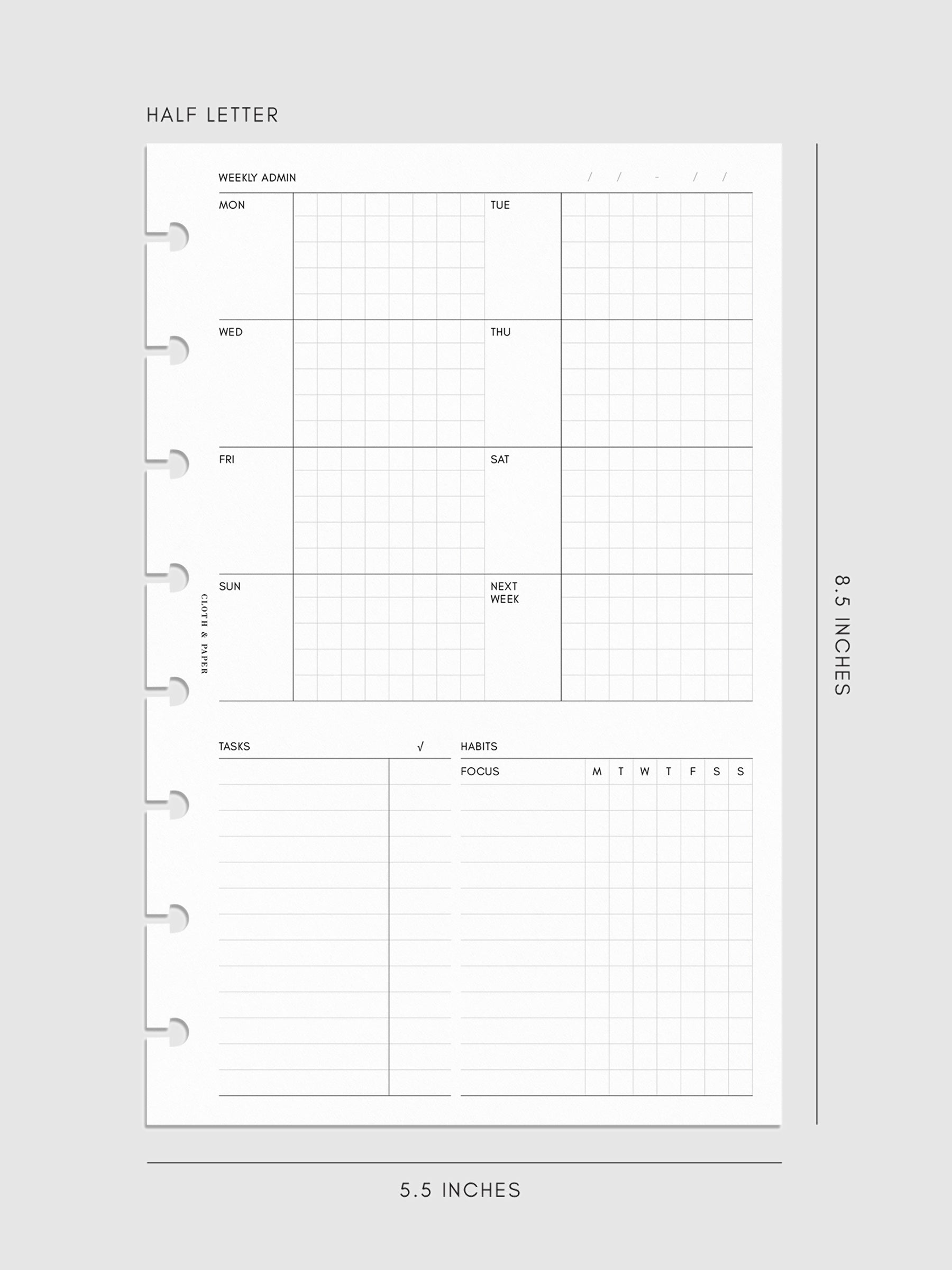 Digital mockup of insert in Half Letter sizing.