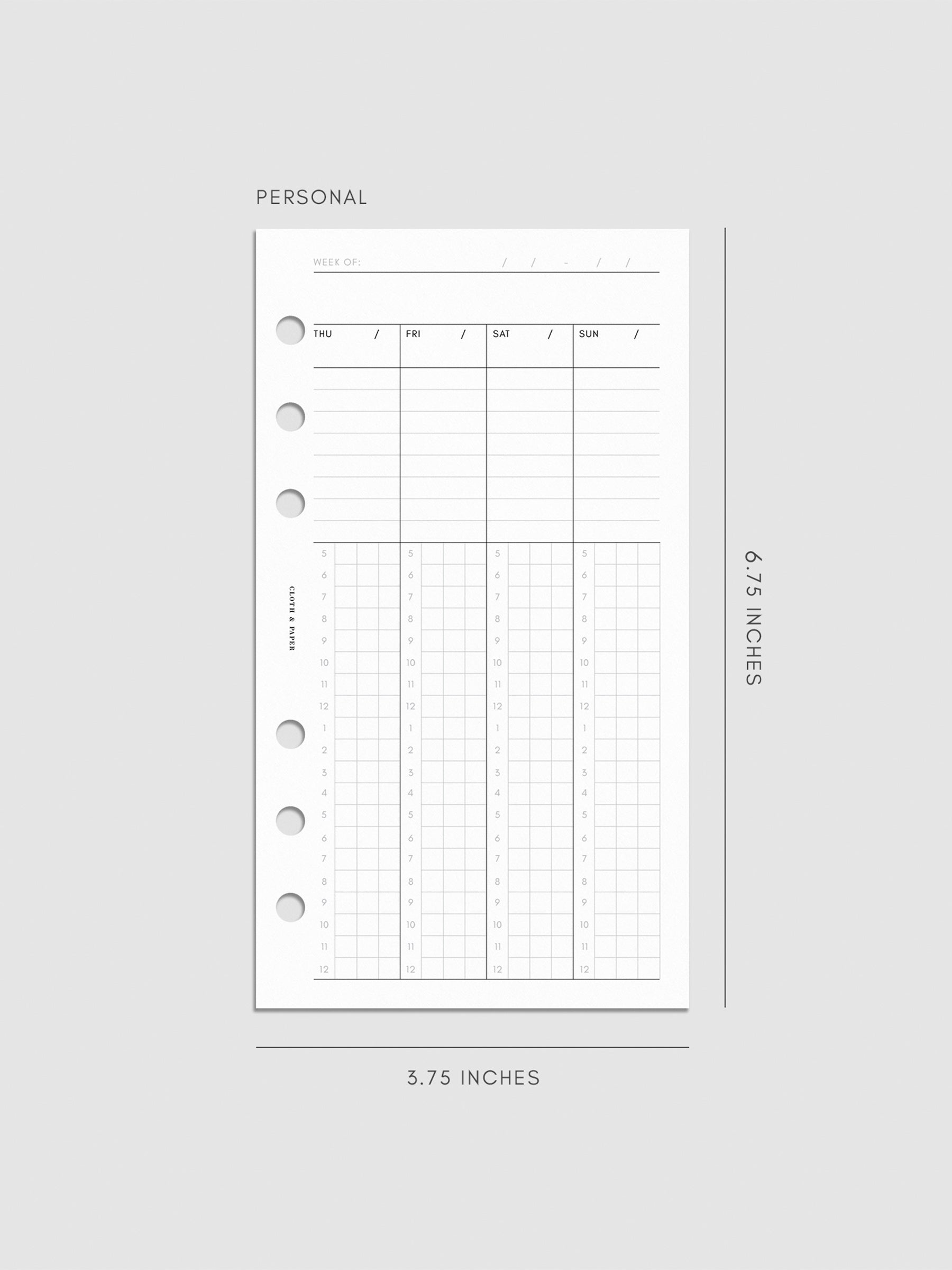 Digital mockup of insert in Personal sizing.