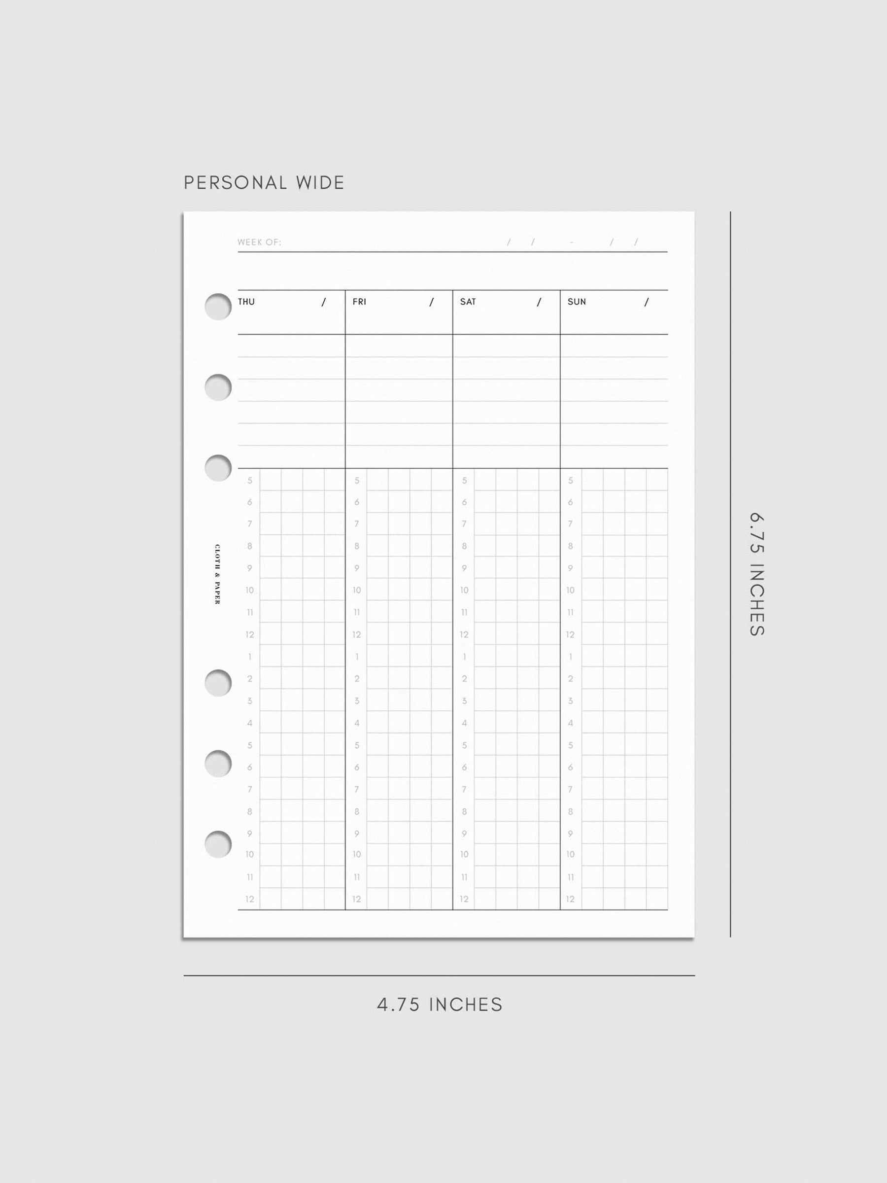 Digital mockup of insert in Personal Wide sizing.