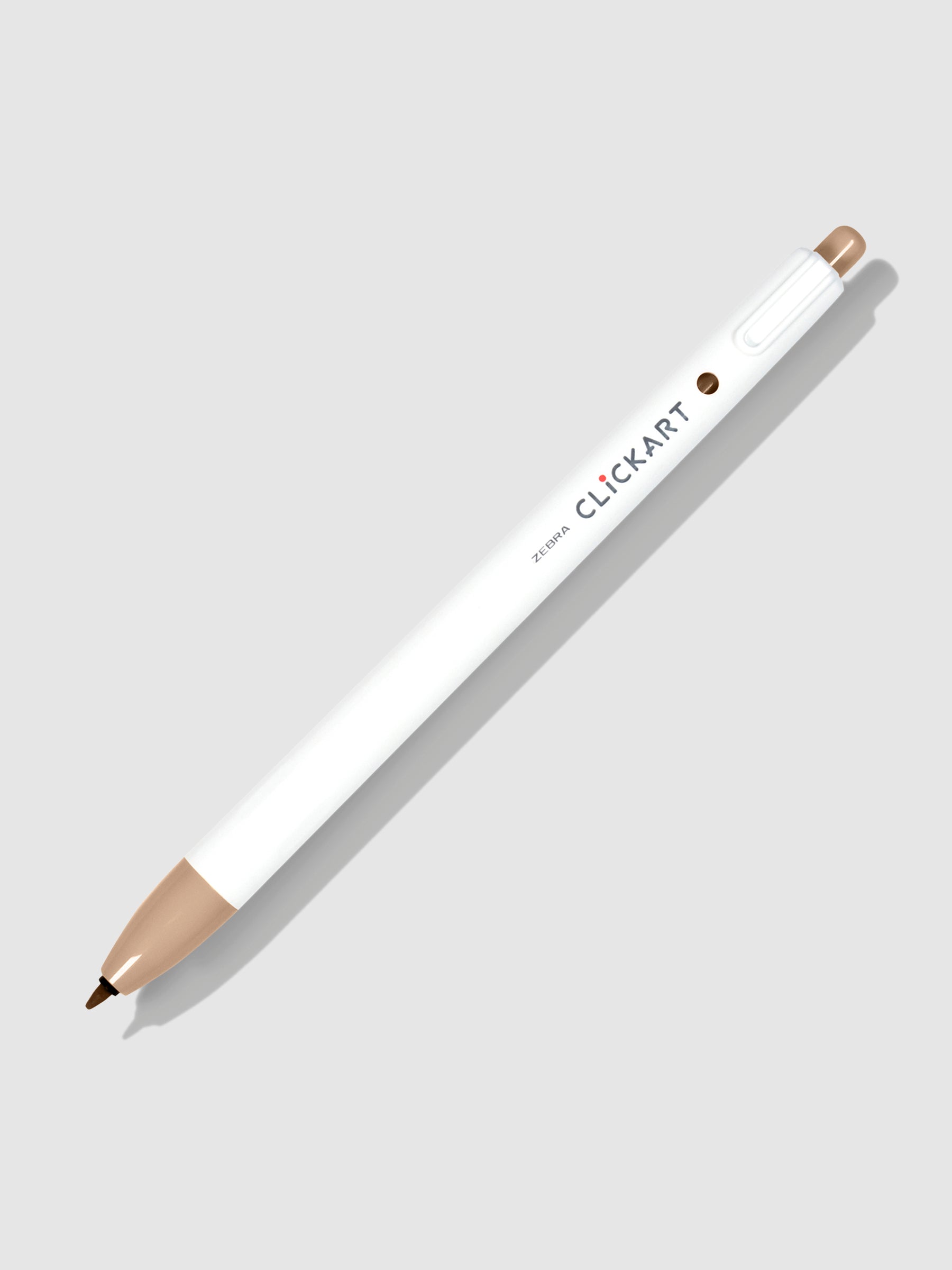 Zebra Clickart Marker, Cocoa Brown, Cloth and Paper. Marker on a neutral background tilted to the right.