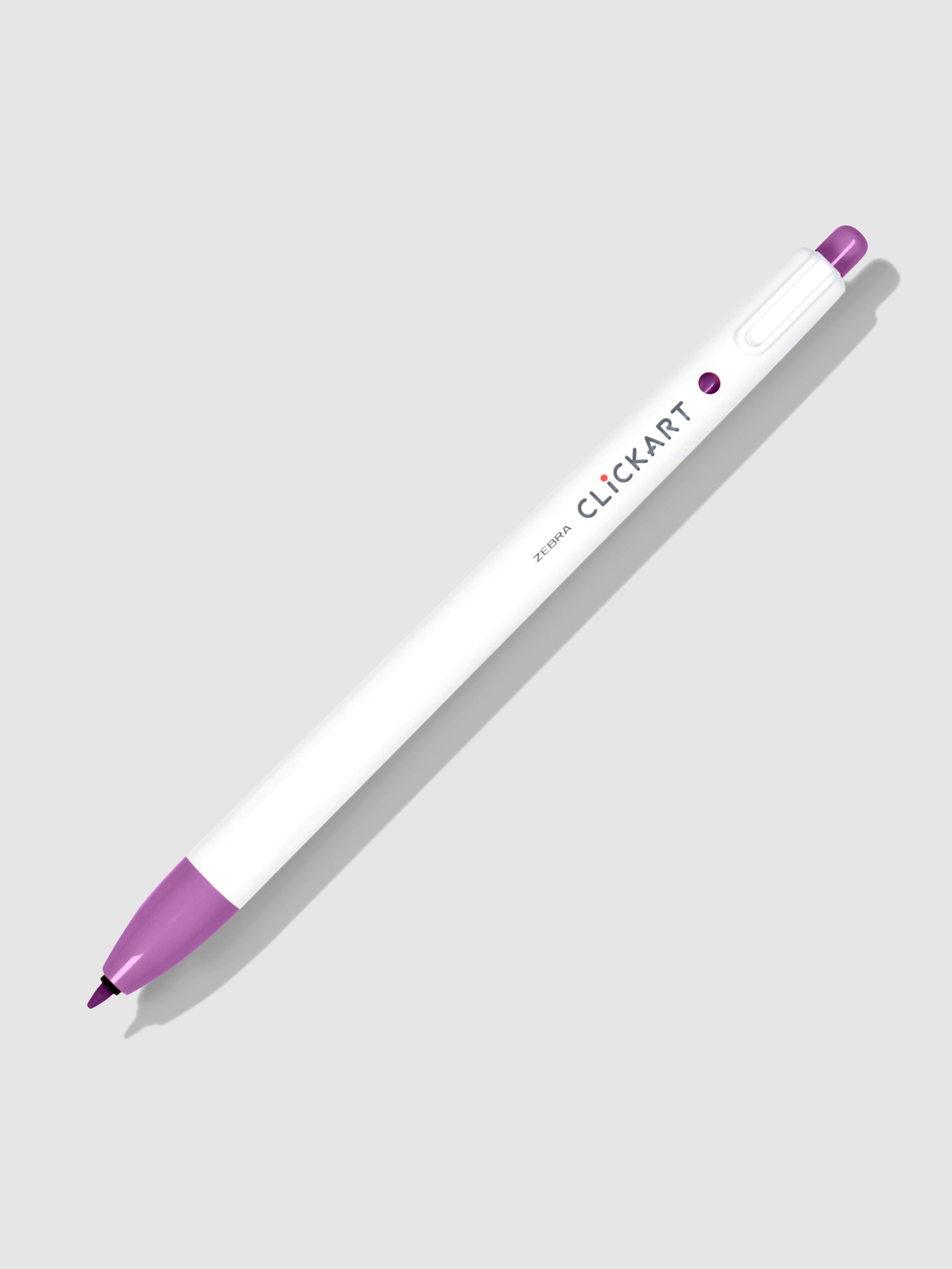 Zebra Clickart Marker, Lavender, Cloth and Paper. Marker on a neutral background tilted to the right.