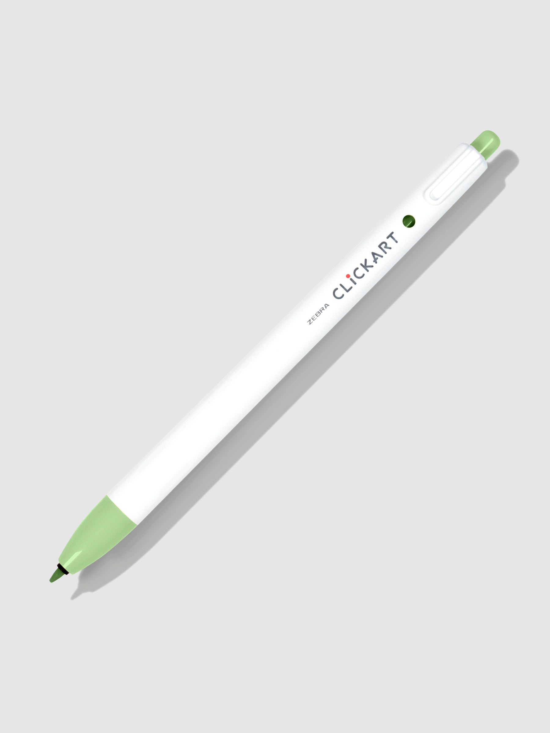 Zebra Clickart Marker, Leaf Green, Cloth and Paper. Marker on a neutral background tilted to the right.