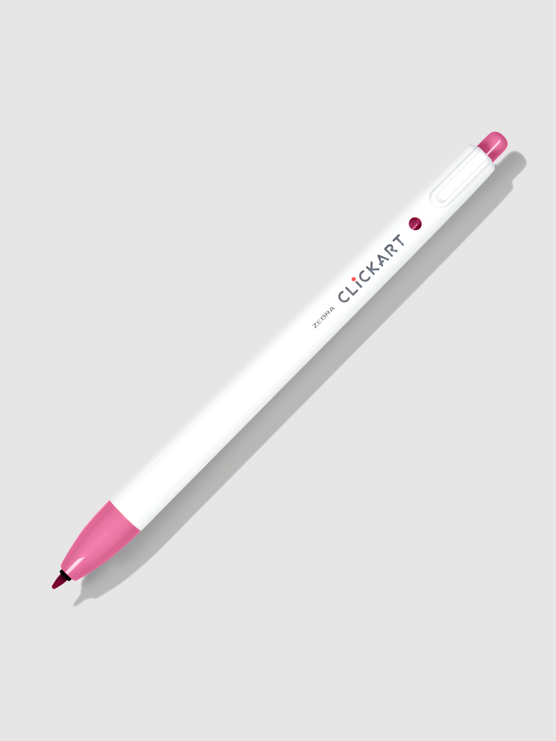 Zebra Clickart Marker, Pink, Cloth and Paper. Marker on a neutral background tilted to the right.