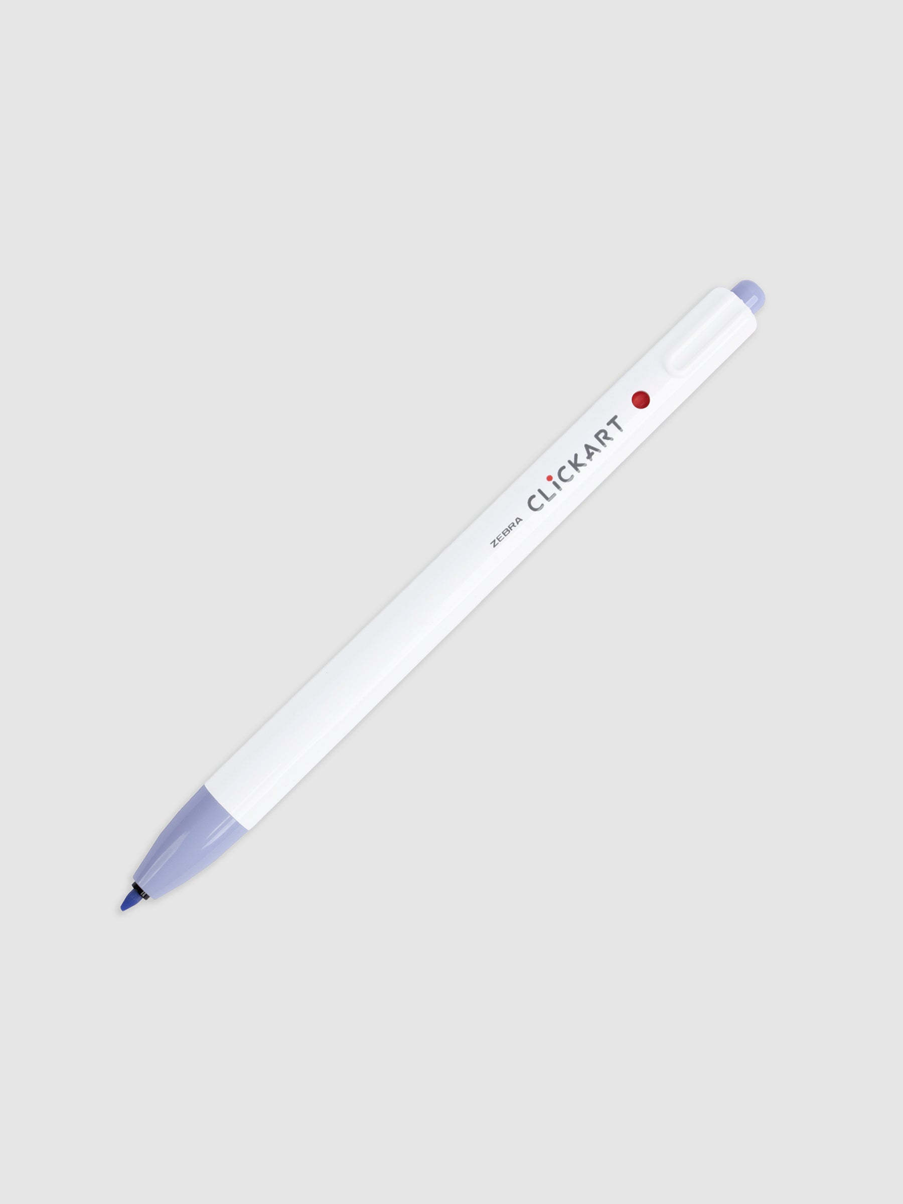 Blueberry Ice marker with nib exposed turned to the right on a neutral background.