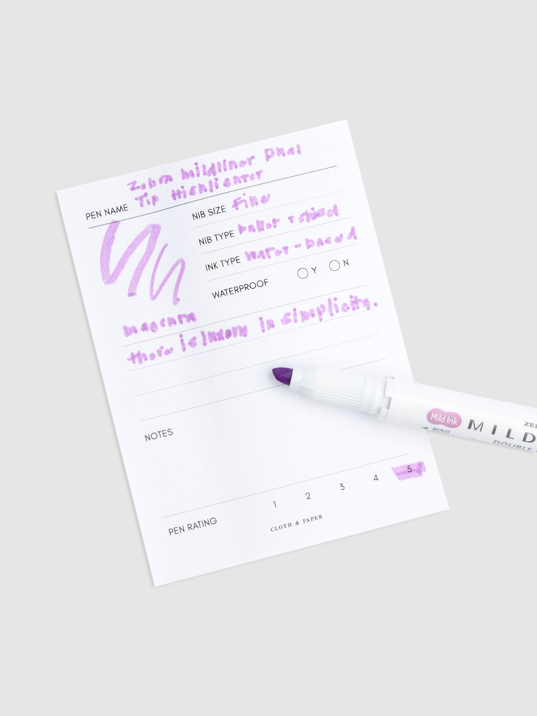 Writing sample of the Zebra Mildliner in Magenta