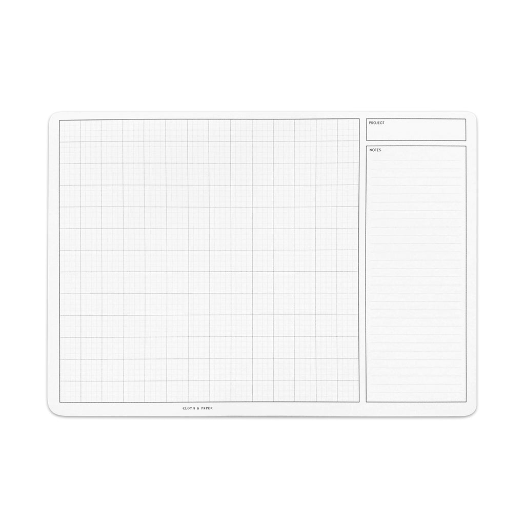 Engineering Grid Desk Pad, Cloth and Paper. Desk pad against a white background.